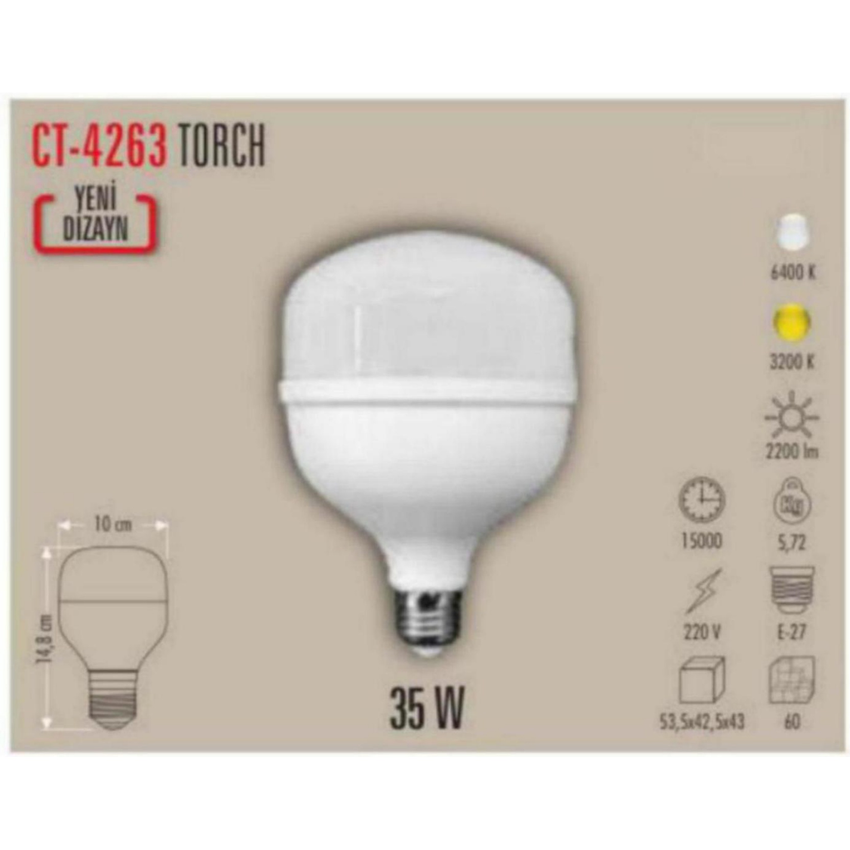 CT-4263_B Torch LED Ampul 35W - Beyaz