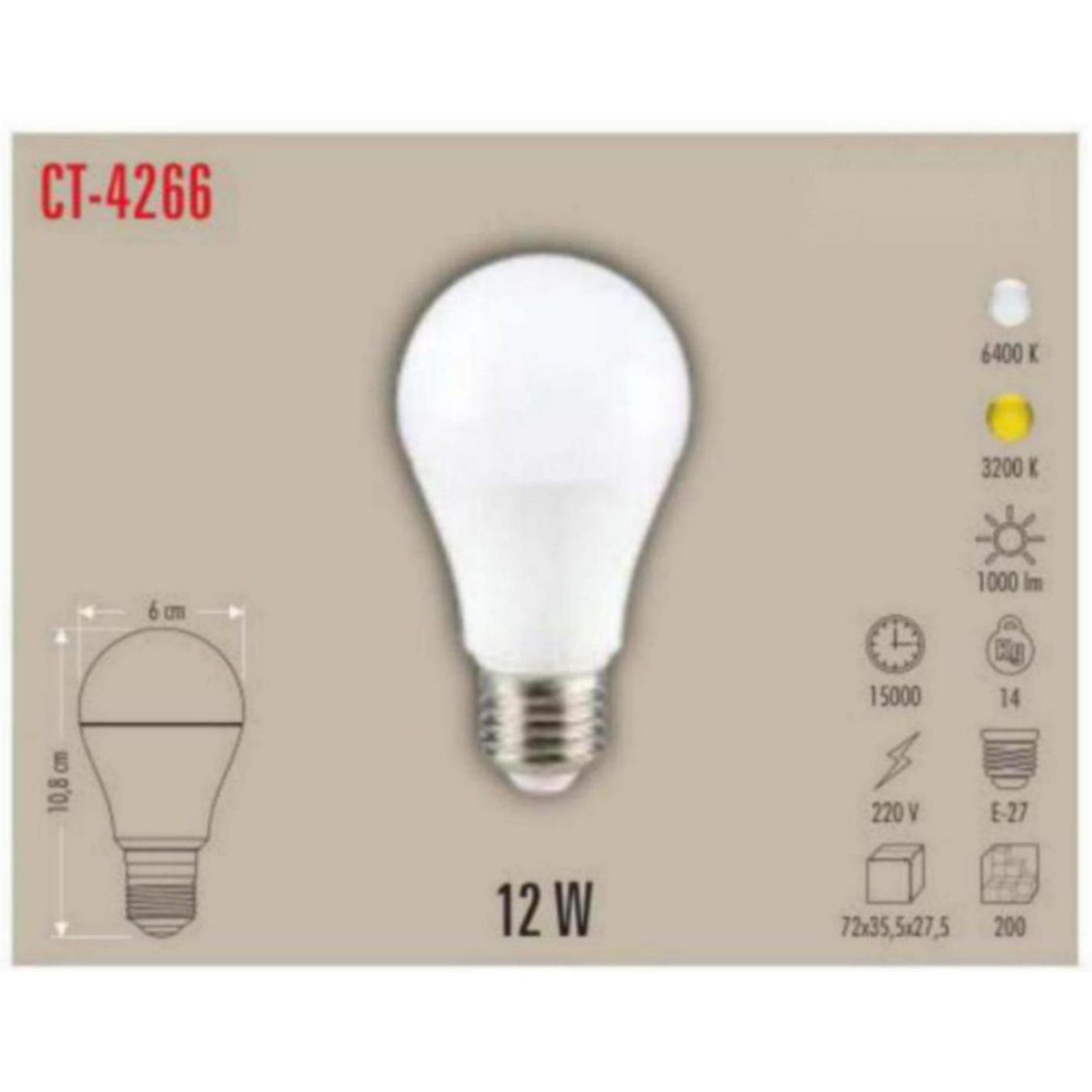 CT-4266_B LED Ampul 12W - Beyaz
