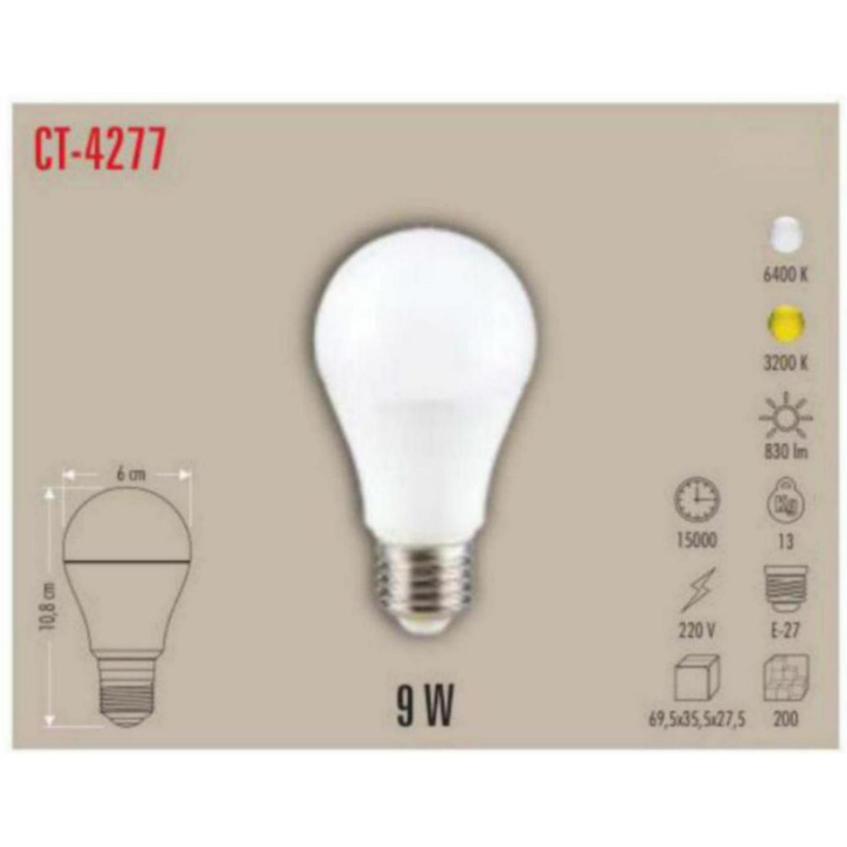 CT-4277_G LED Ampul 9W - Gün Işığı
