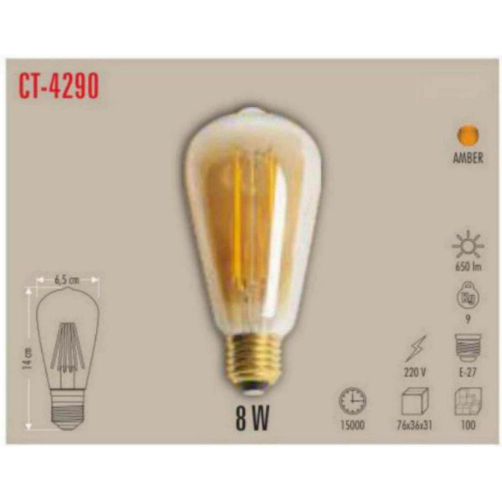 CT-4290 Filament LED Ampul 8W