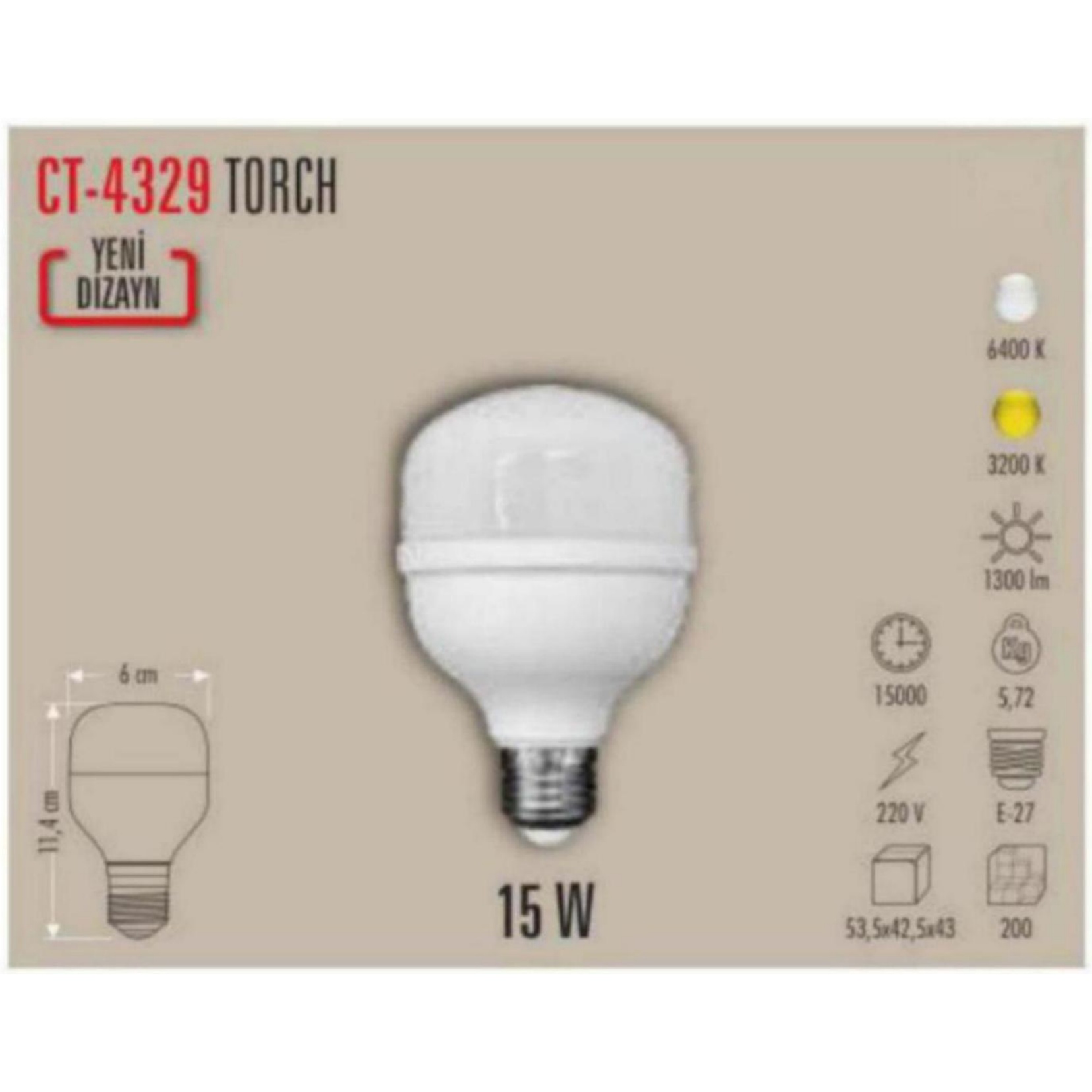 CT-4329_B Torch LED Ampul 15W - Beyaz