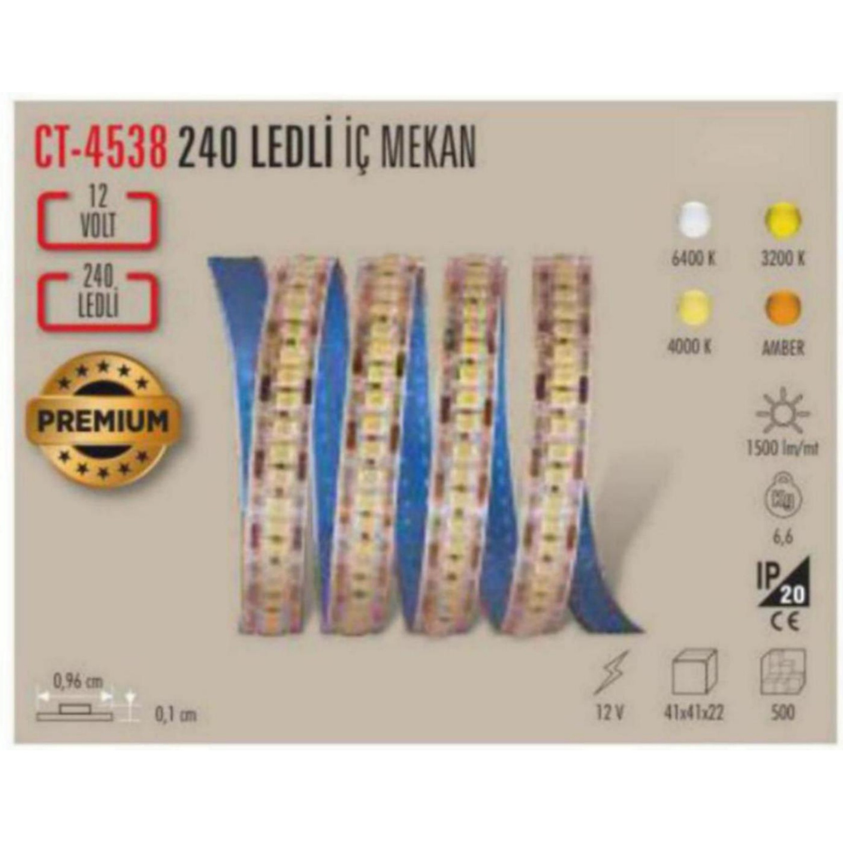 CT-4538_4000 240 LEDli İç Mekan Şerit LED 4000K- 12V - Ilık Beyaz