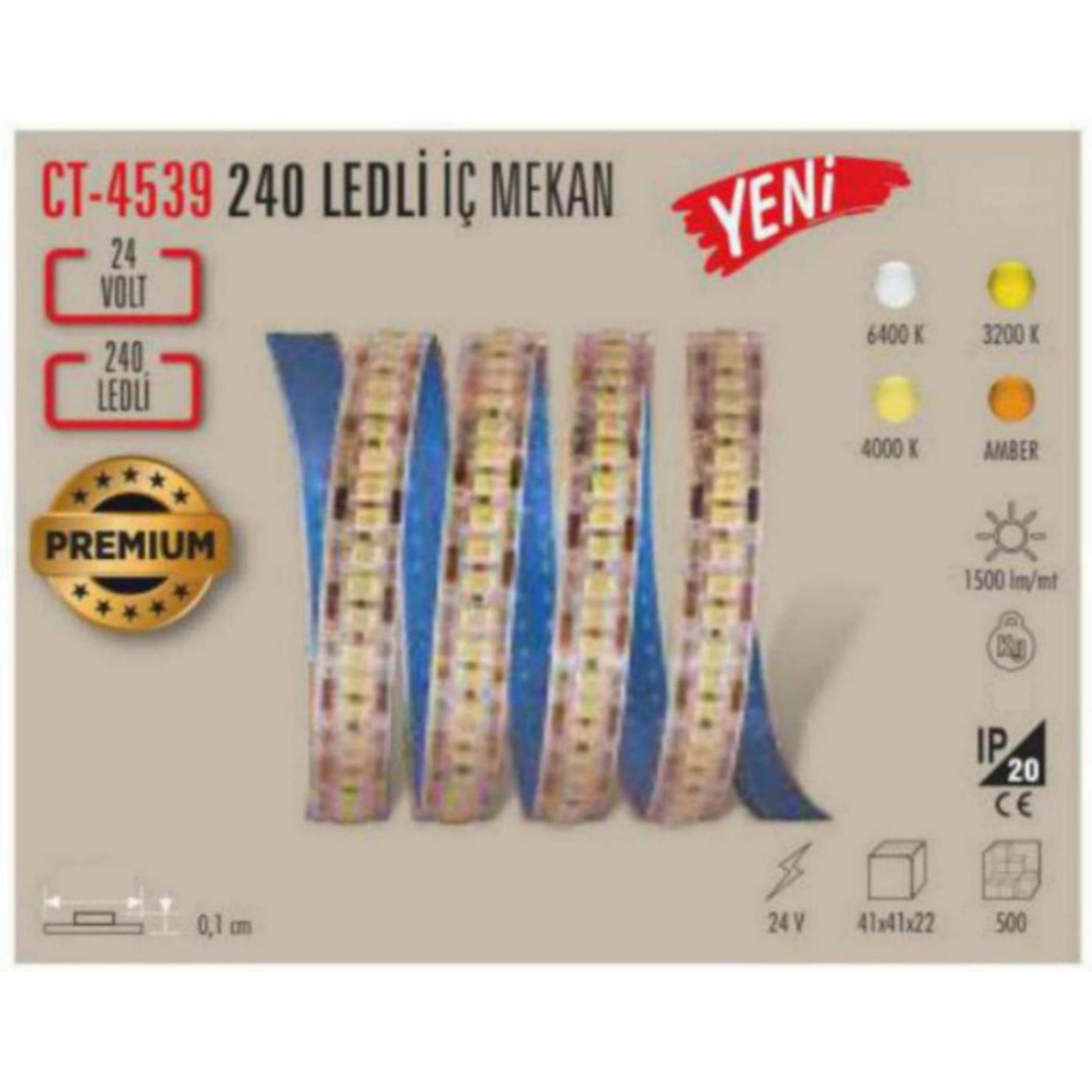 CT-4539_B 240 LEDli İç Mekan Şerit LED Beyaz - 24V - Beyaz