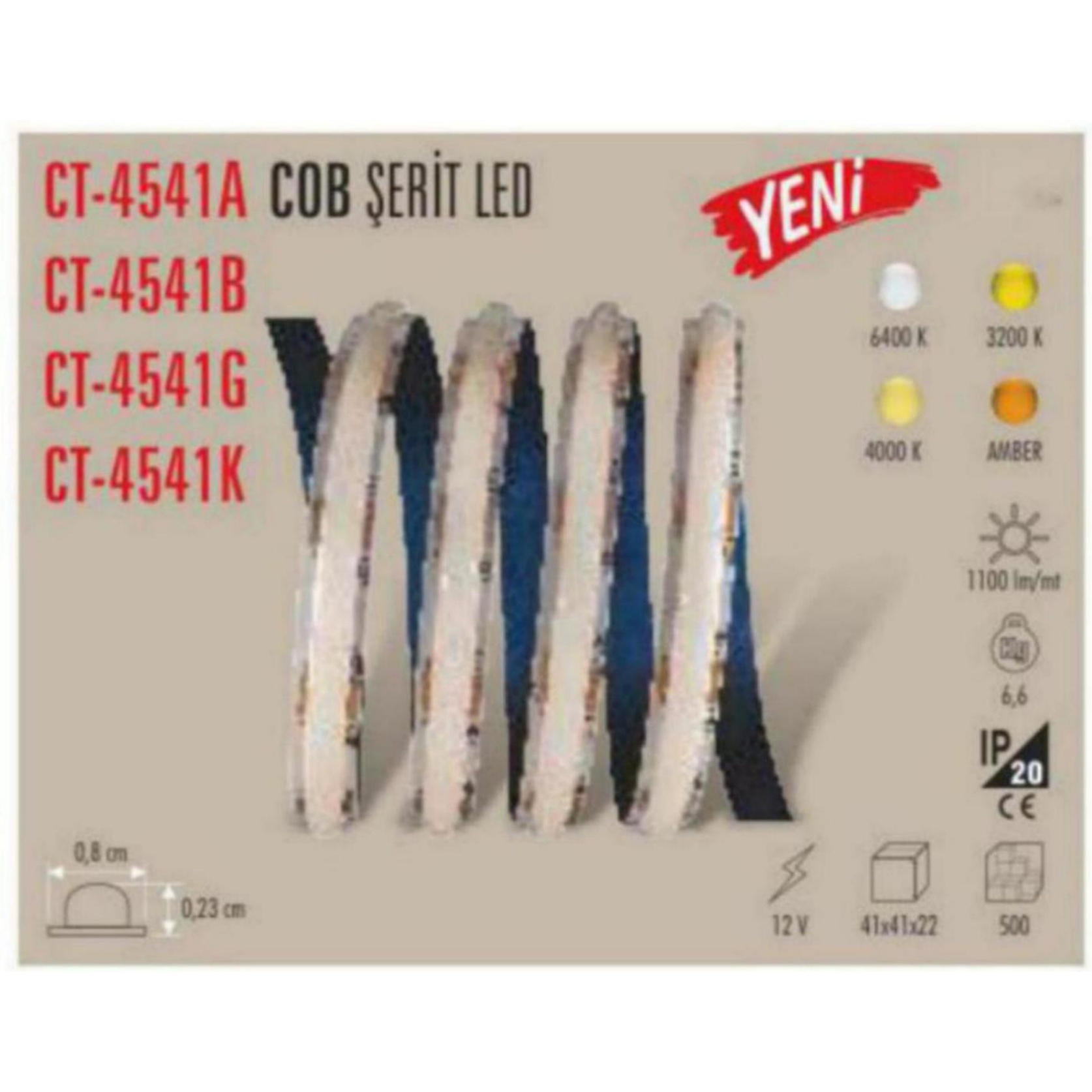 CT-4541_G COB Şerit LED - Gün Işığı-12V - Gün Işığı