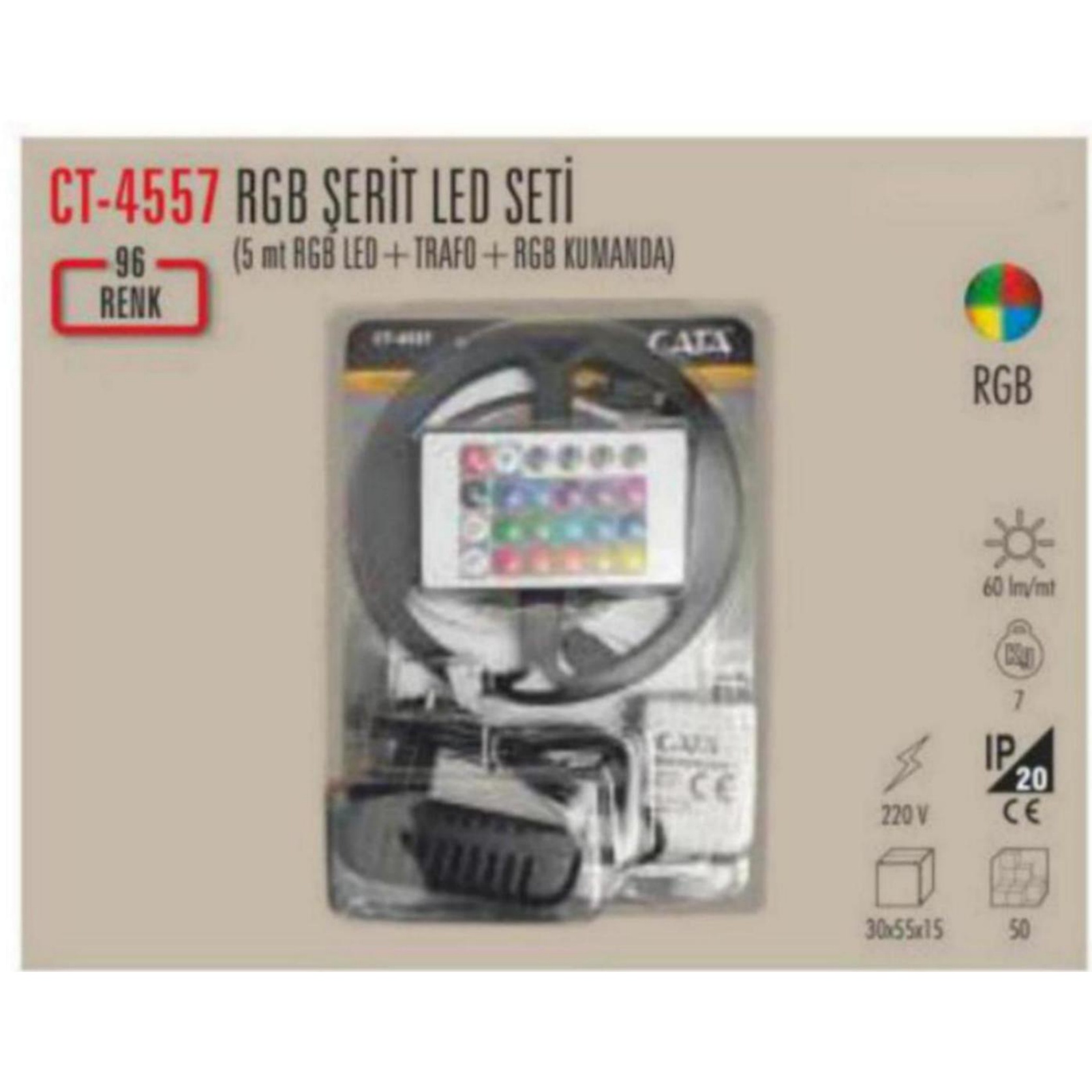 CT-4557 RGB Şerit LED Seti (5 mt)