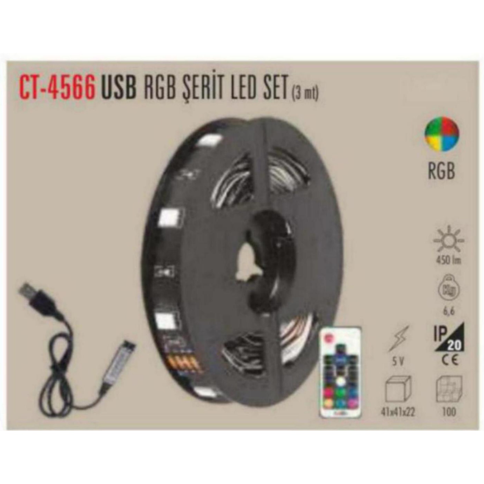 CT-4566 USB RGB Şerit LED Seti (3 mt)