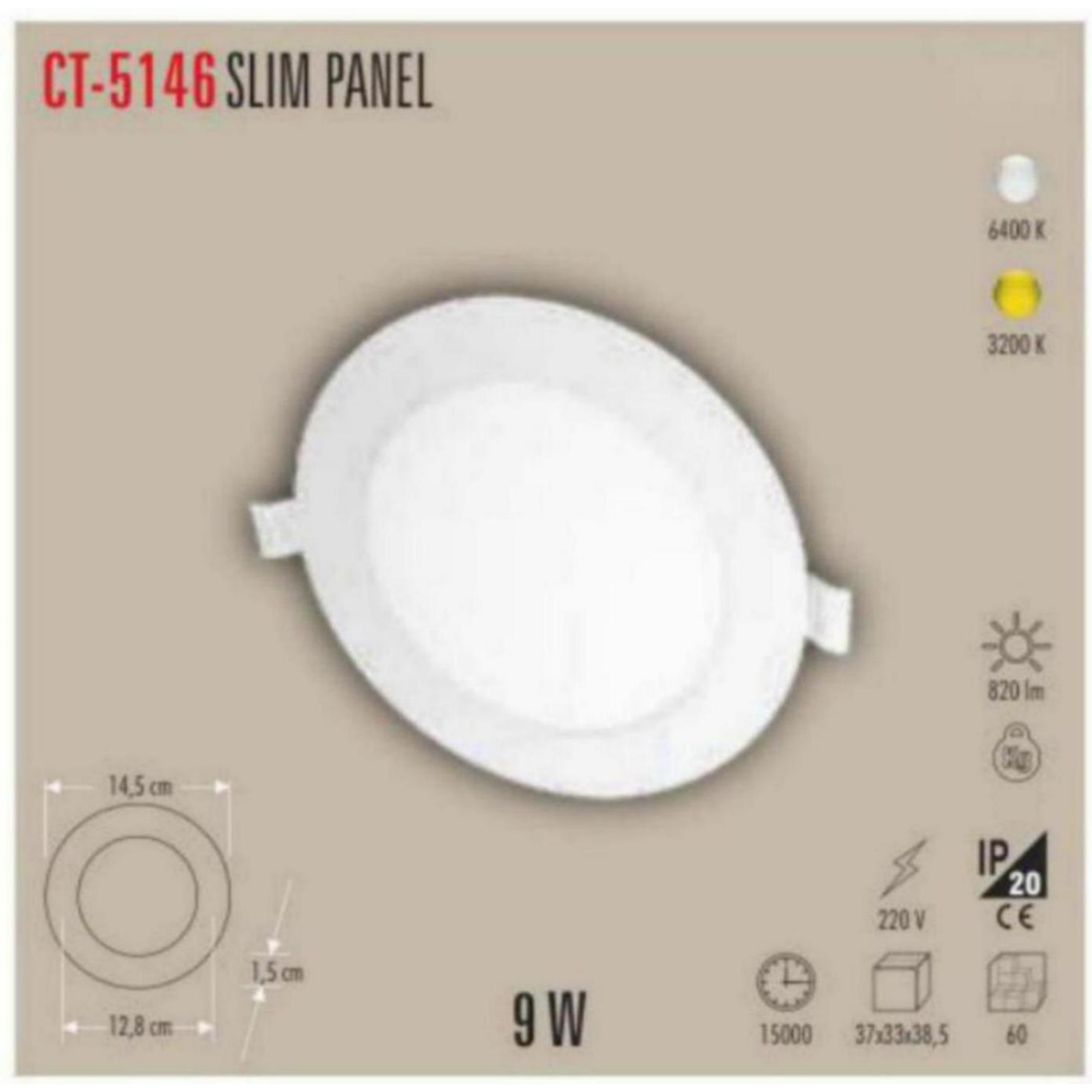 CT-5146_G Slim LED Panel 9W - Gün Işığı