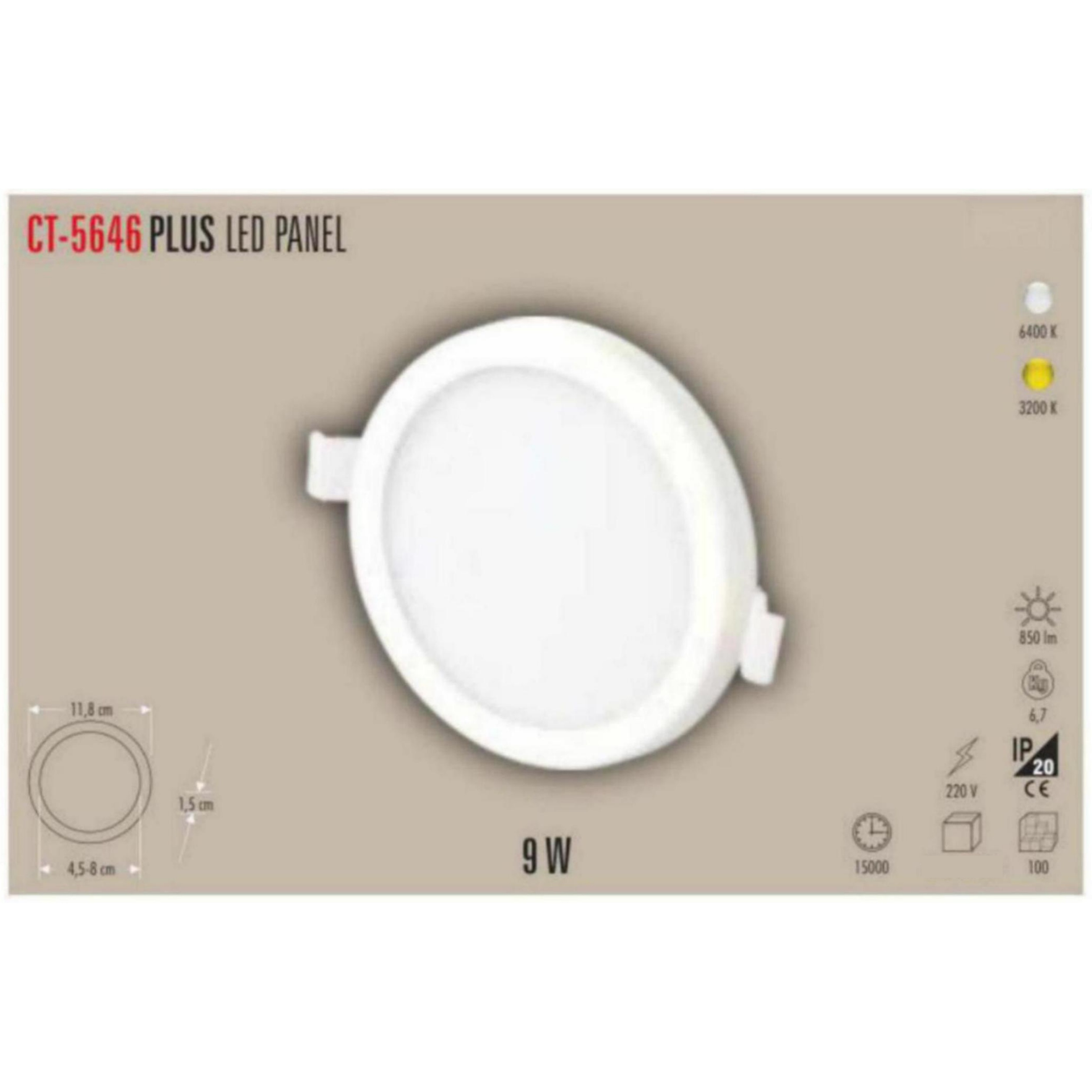 CT-5646_B Plus LED Panel 9W - Beyaz