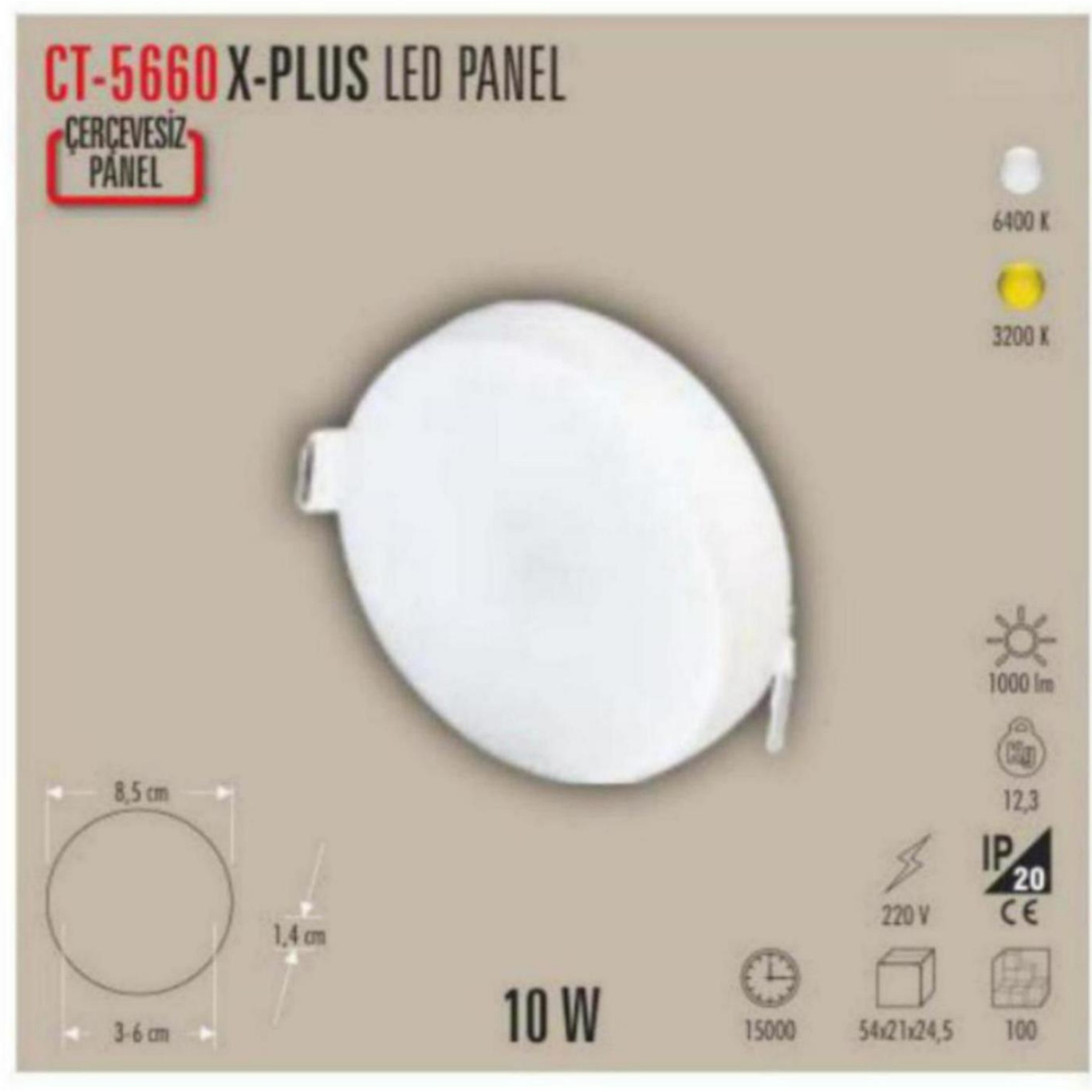 CT-5660_G X Plus LED Panel 10W - Gün Işığı
