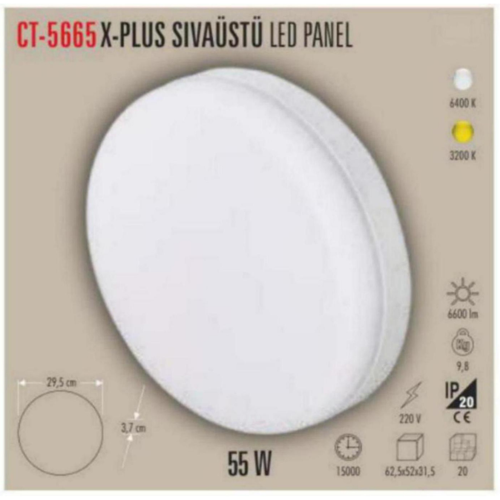 CT-5665_G X Plus Sıvaüstü LED Panel 55W - Gün Işığı