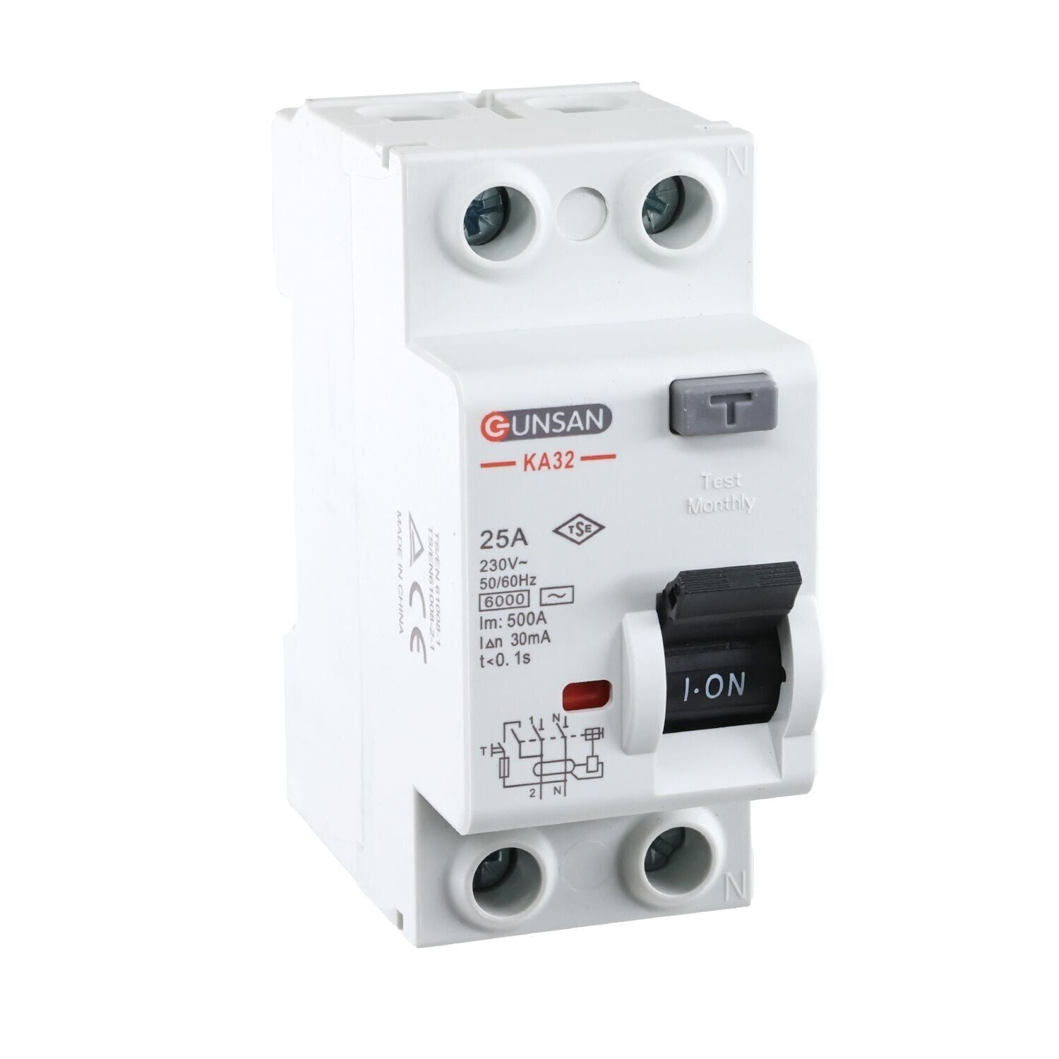 2x25A 6 kA 30mA AC Tip Günsan Kaçak Akım Koruma Rölesi