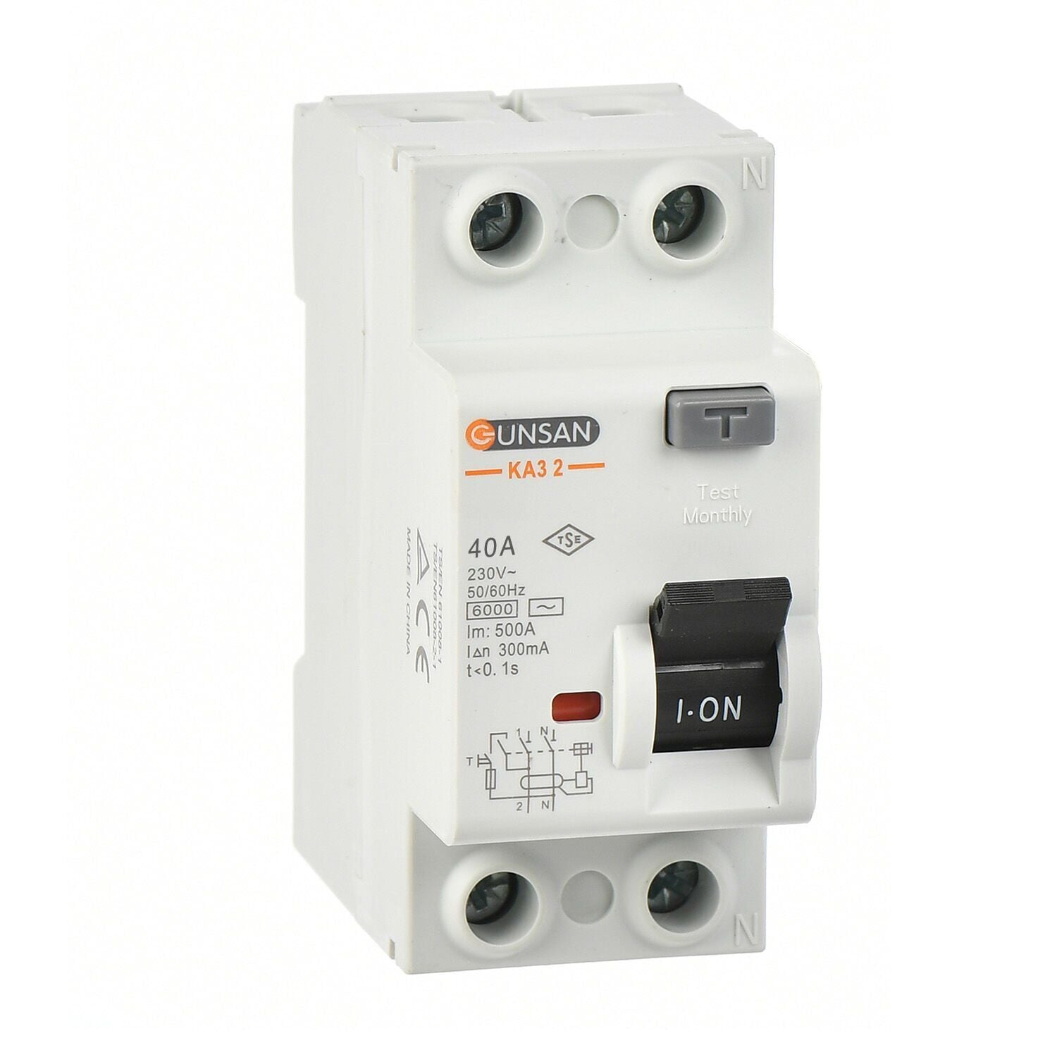 2x40A 6 kA 300mA AC Tip Günsan Kaçak Akım Koruma Rölesi
