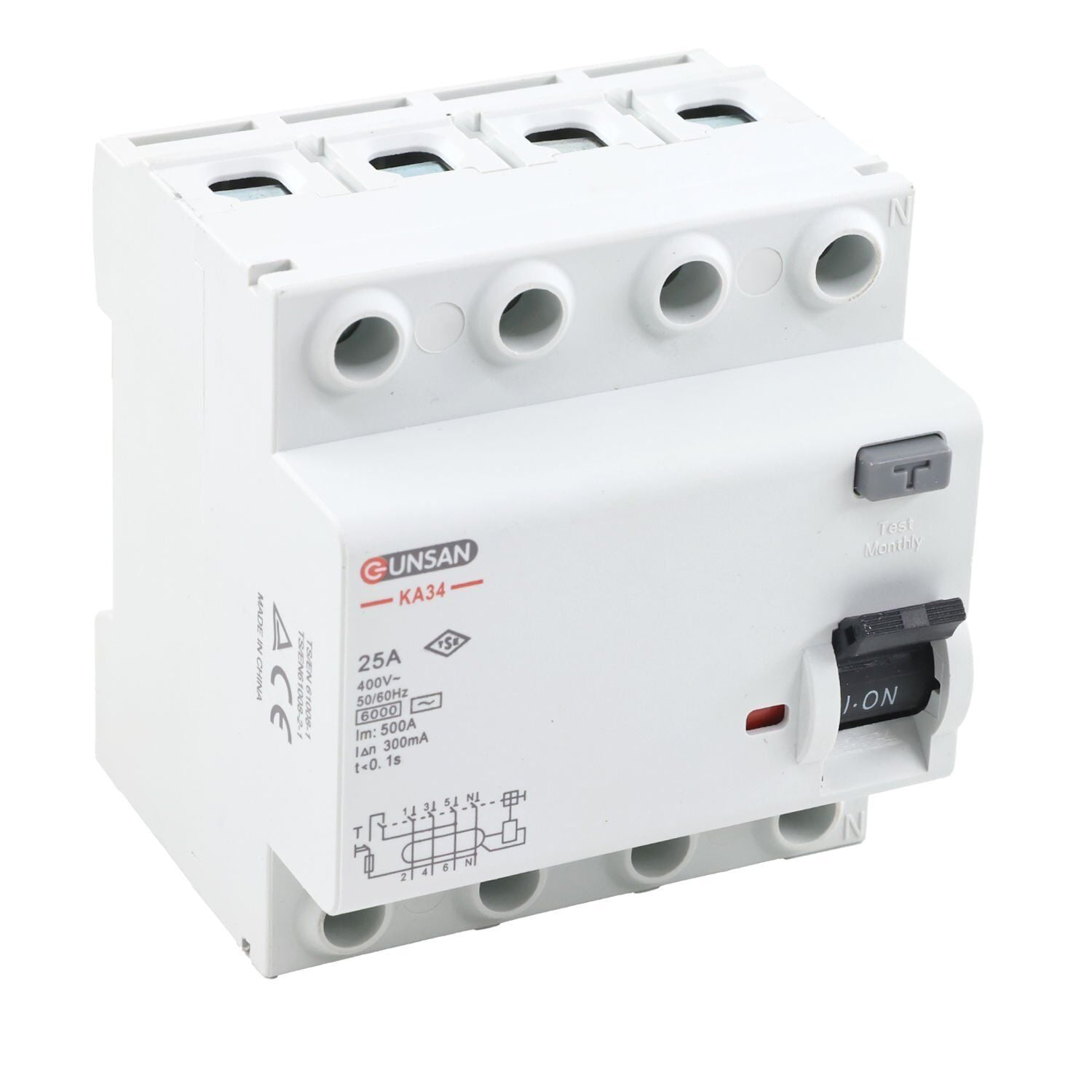 4x25A 6 kA 300mA AC Tip Günsan Kaçak Akım Koruma Rölesi