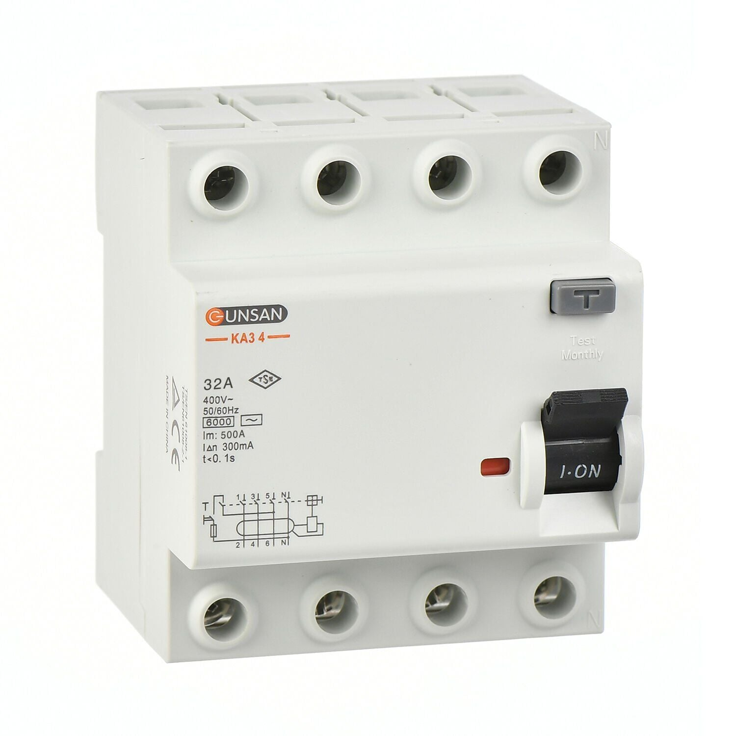 4x32A 6 kA 300mA AC Tip Günsan Kaçak Akım Koruma Rölesi