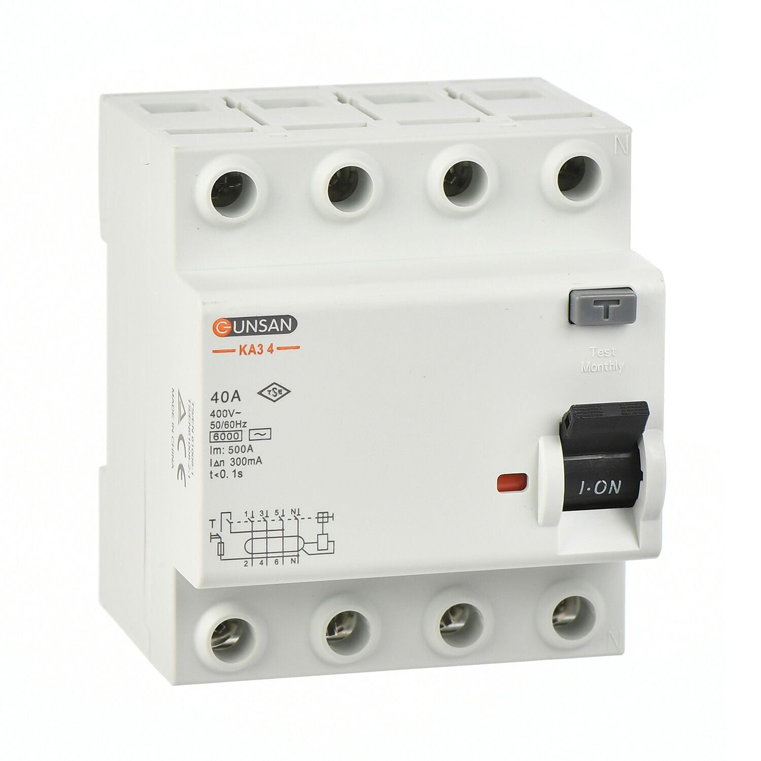 4x40A 6 kA 300mA AC Tip Günsan Kaçak Akım Koruma Rölesi