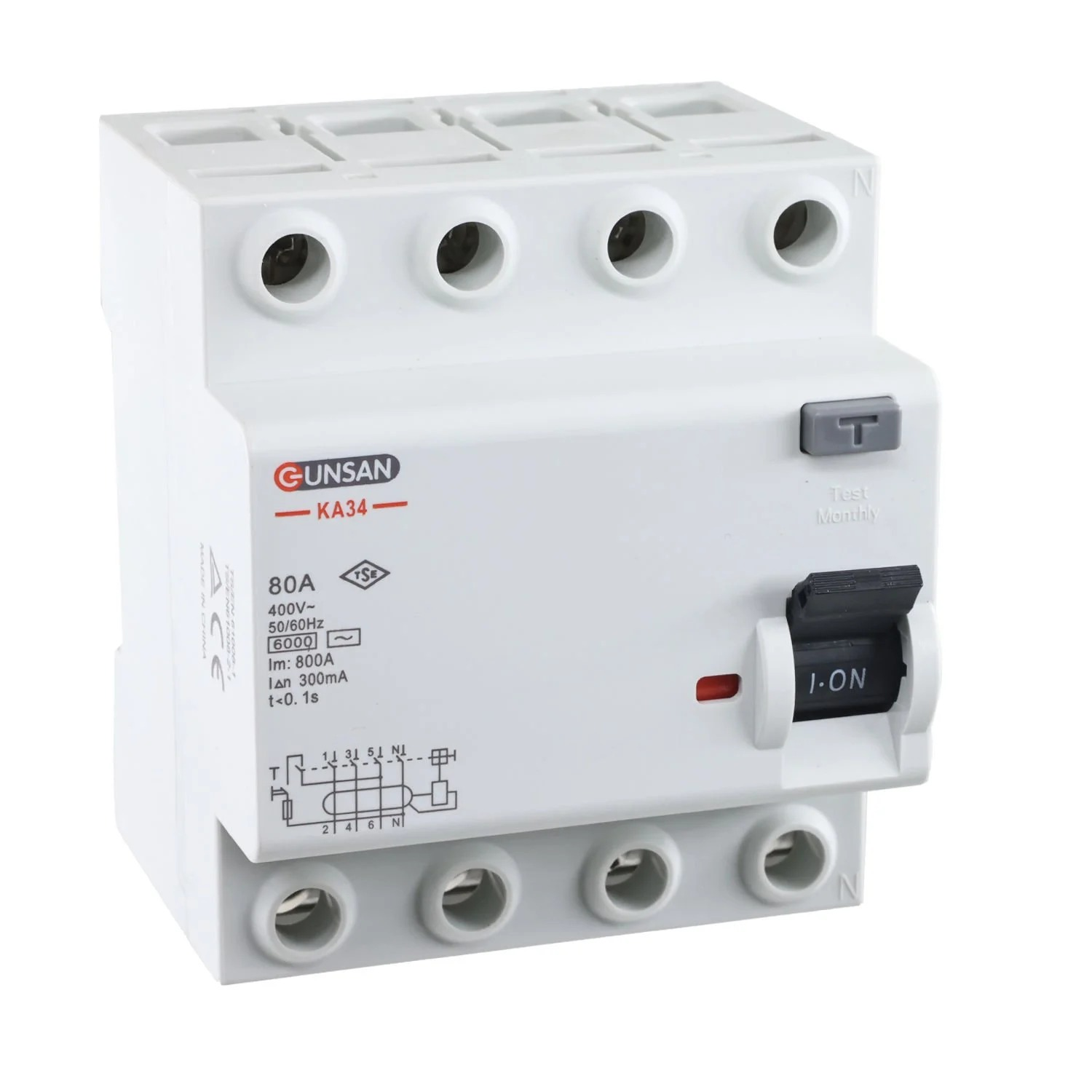 4x80A 6 kA 300mA AC Tip Günsan Kaçak Akım Koruma Rölesi