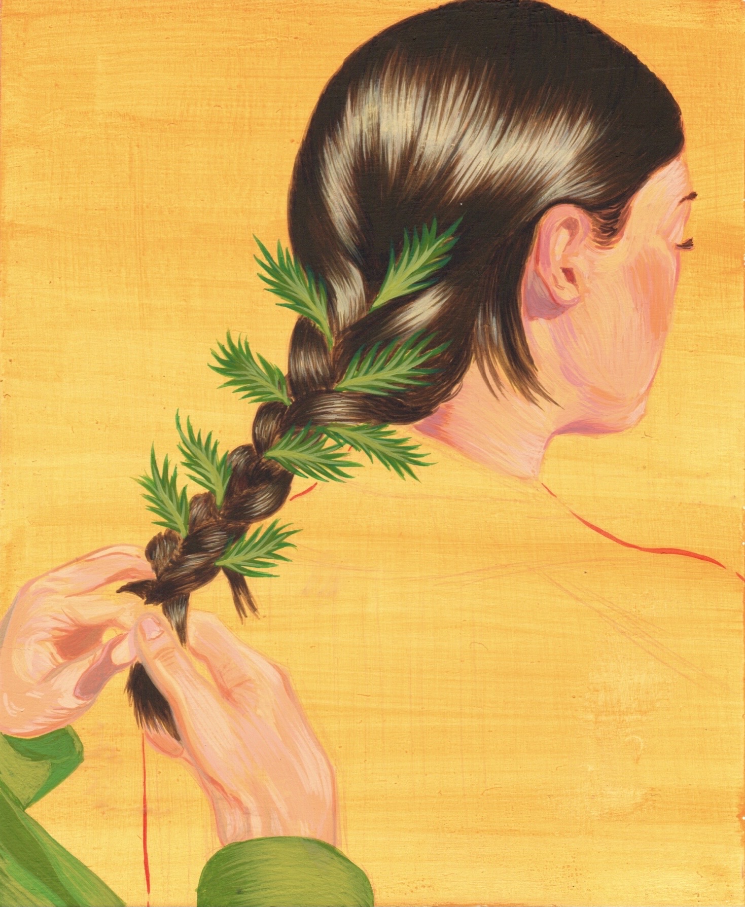Braiding painting — artwork by Ana Sofía Goyes
