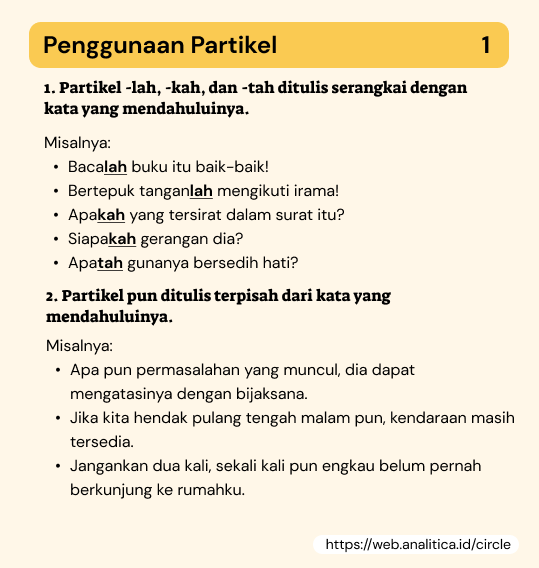 📄 Belajar PBM Yuk, mengenai "Partikel". Mengutip dari Kamus Besar Bahasa Indonesia (KBBI),…