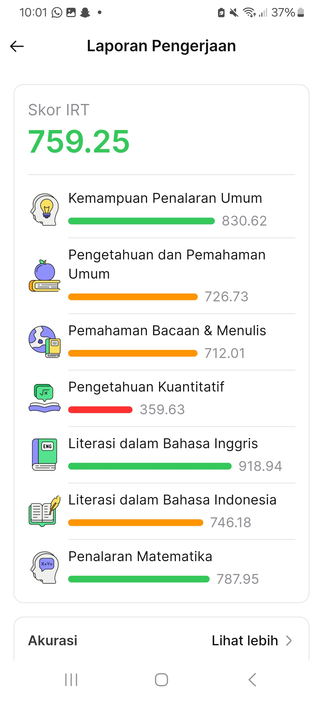 masyaAllah tabarakallah first time menginjak angka 7 🥹🥹 ya Allah bismillah utbk skornya segini…