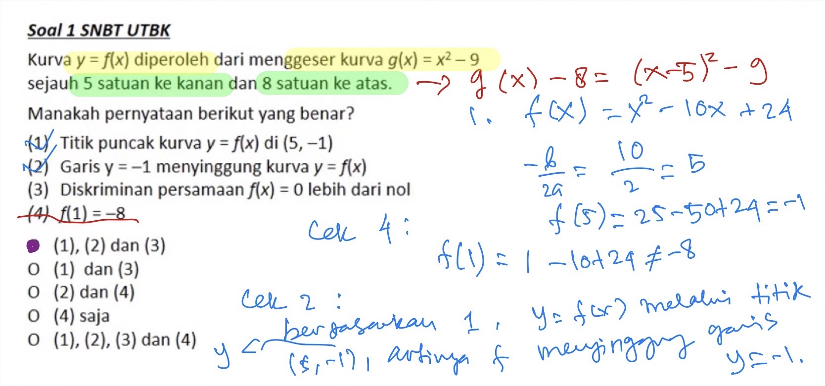 SOLUTION FOR SOAL FUNGSI KUADRAT SEMALAM Bagi yg nungguin,ini ya pembahasan soal semalam.