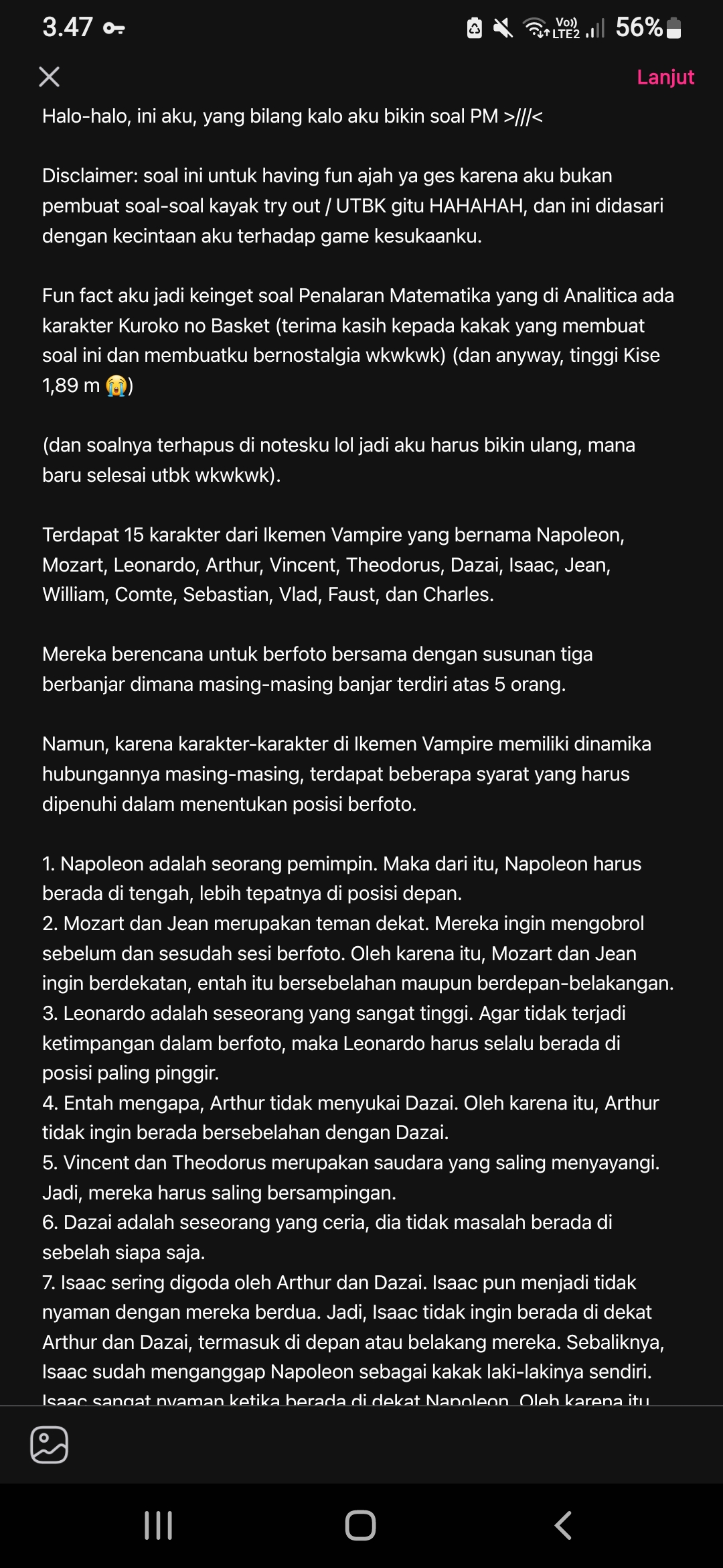 maaf ges agak2 tapi saya beneran ngitung mw dibikin pembahasannya egk