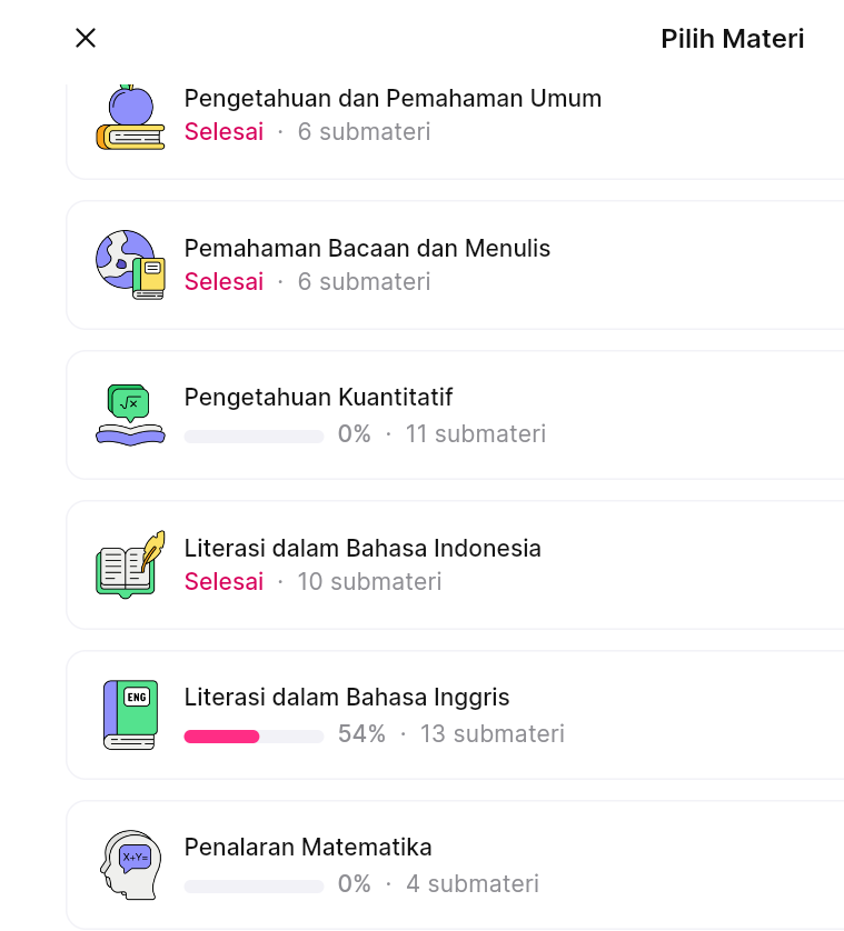 berhasil selesaiin seluruh materi, kecuali pkpm