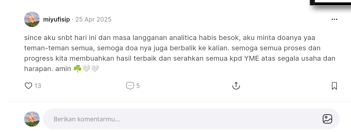 maaf mungkin agak oot, aku randomly cek akun analitica ternyata masih login, numpang flashback…