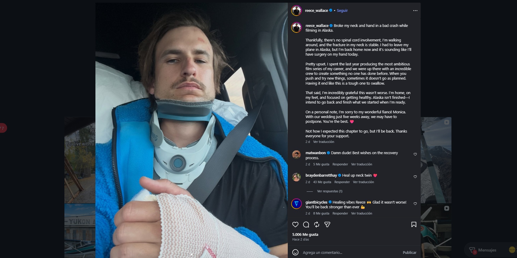 El freerider Reece Wallace se fractura el cuello y la mano tras una caída filmando en Alaska
