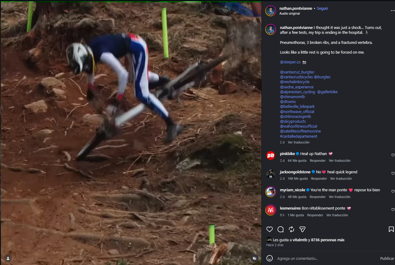Nathan Pontivanne sufre una grave caída en la clasificación del Mundial de descenso