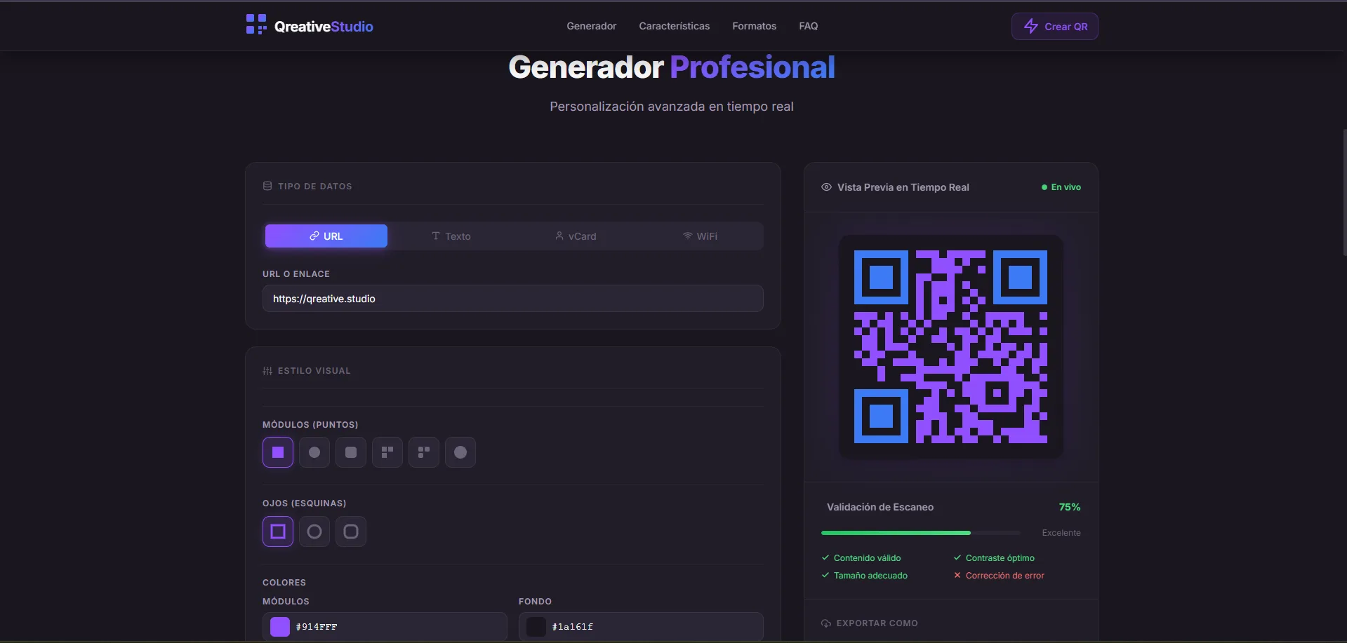 Portada de Qreative Studio - Generador de QR Premium & Branding Engine