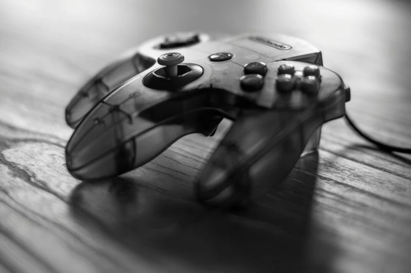 Video game controller sitting on a table