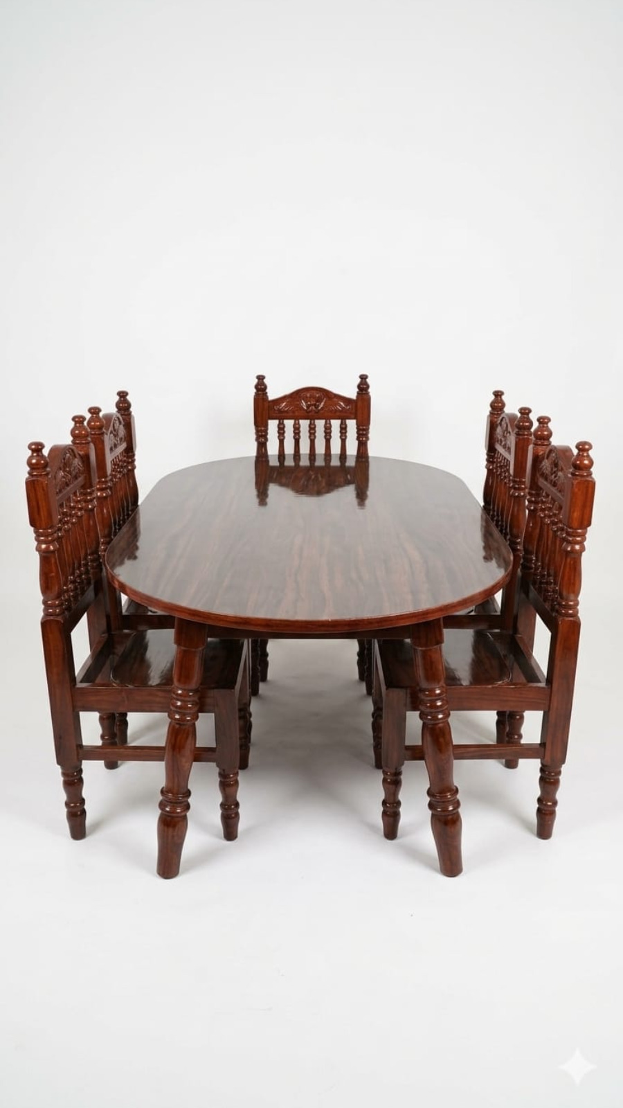 Maharaja Royal 6-Seater Oval Dining Table Set with Ornate Spindle Chairs 1