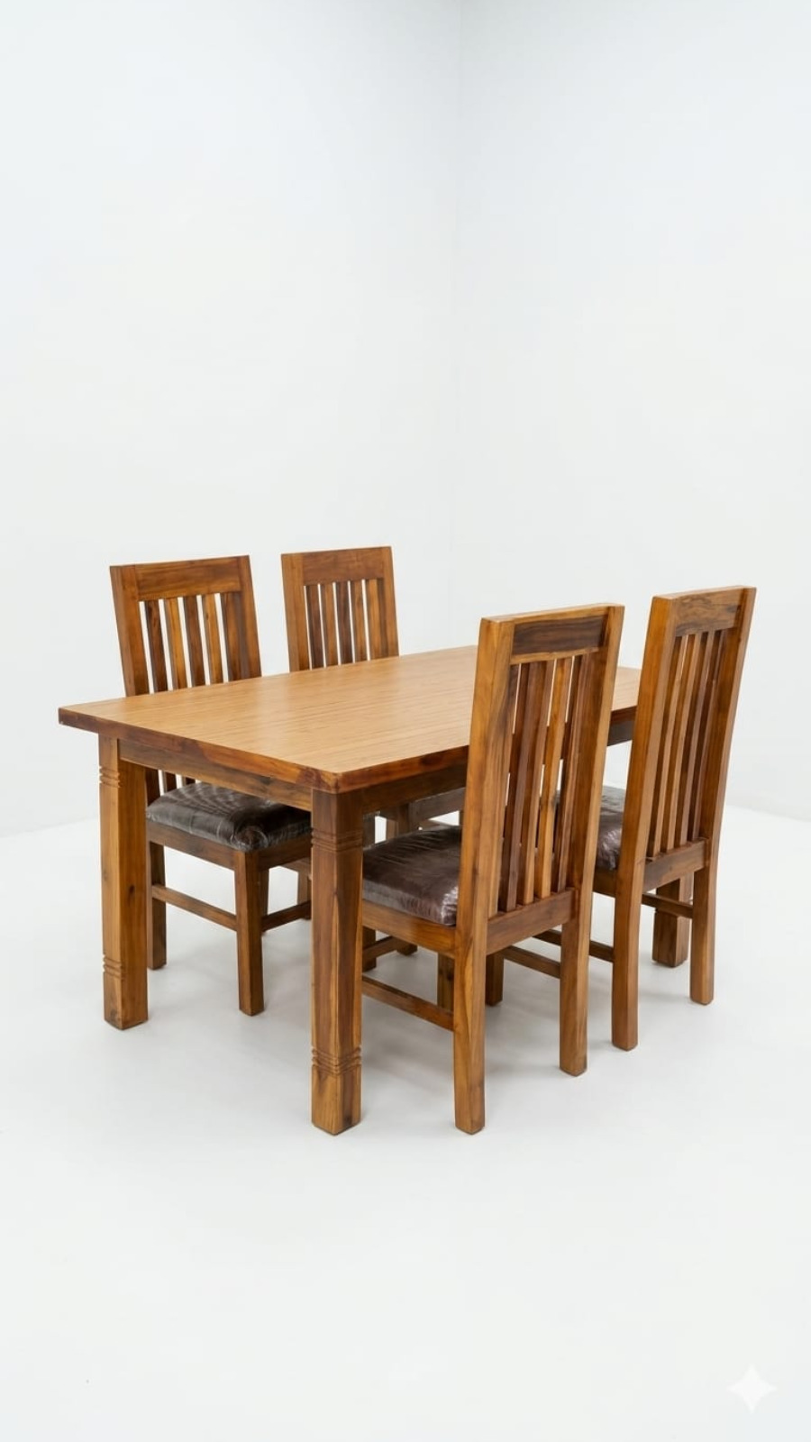 Urban Mission 4-Seater Solid Hardwood Dining Table Set with Cushioned Seats