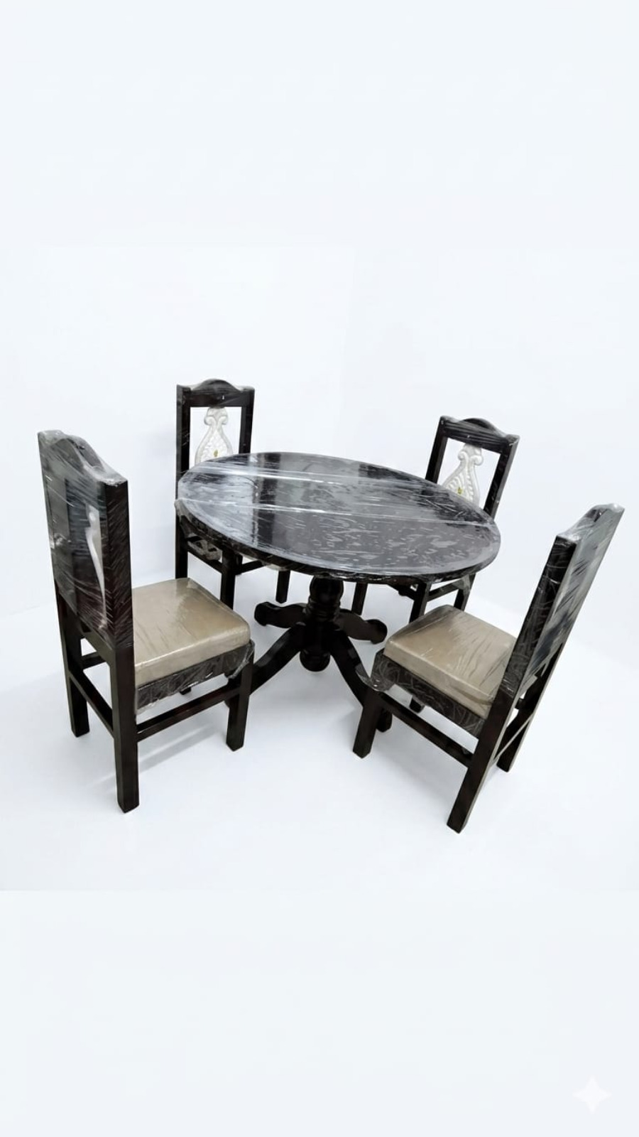 Prestige Oval 4-Seater Dining Table Set with Tufted High-Back Chairs 1