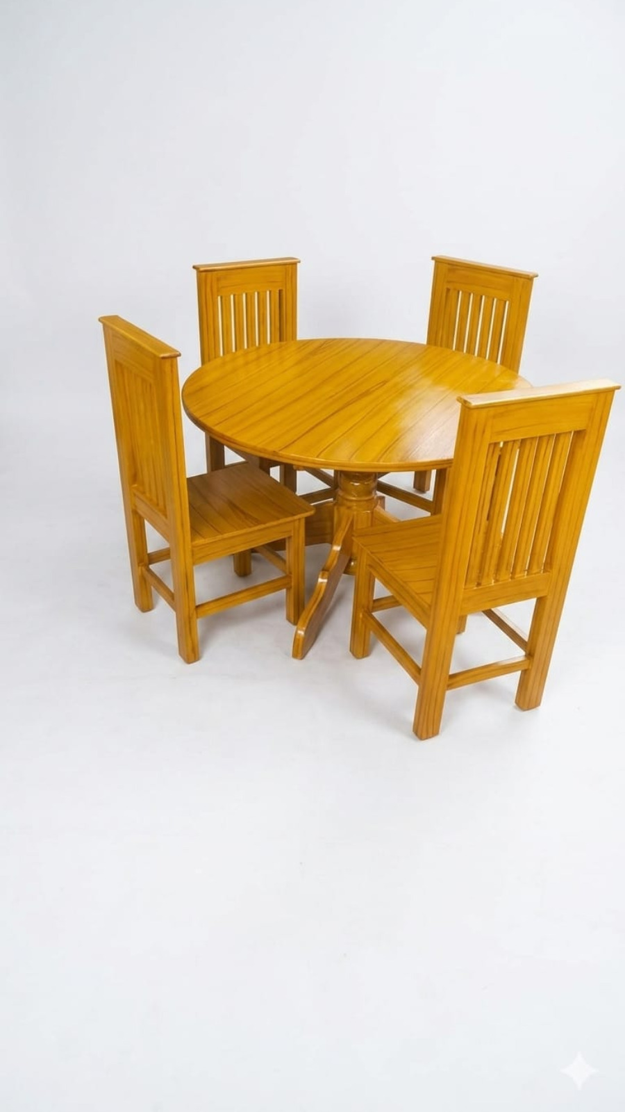 Horizon 4-Seater Round Solid Wood Dining Set with Spindle Turn Pedestal