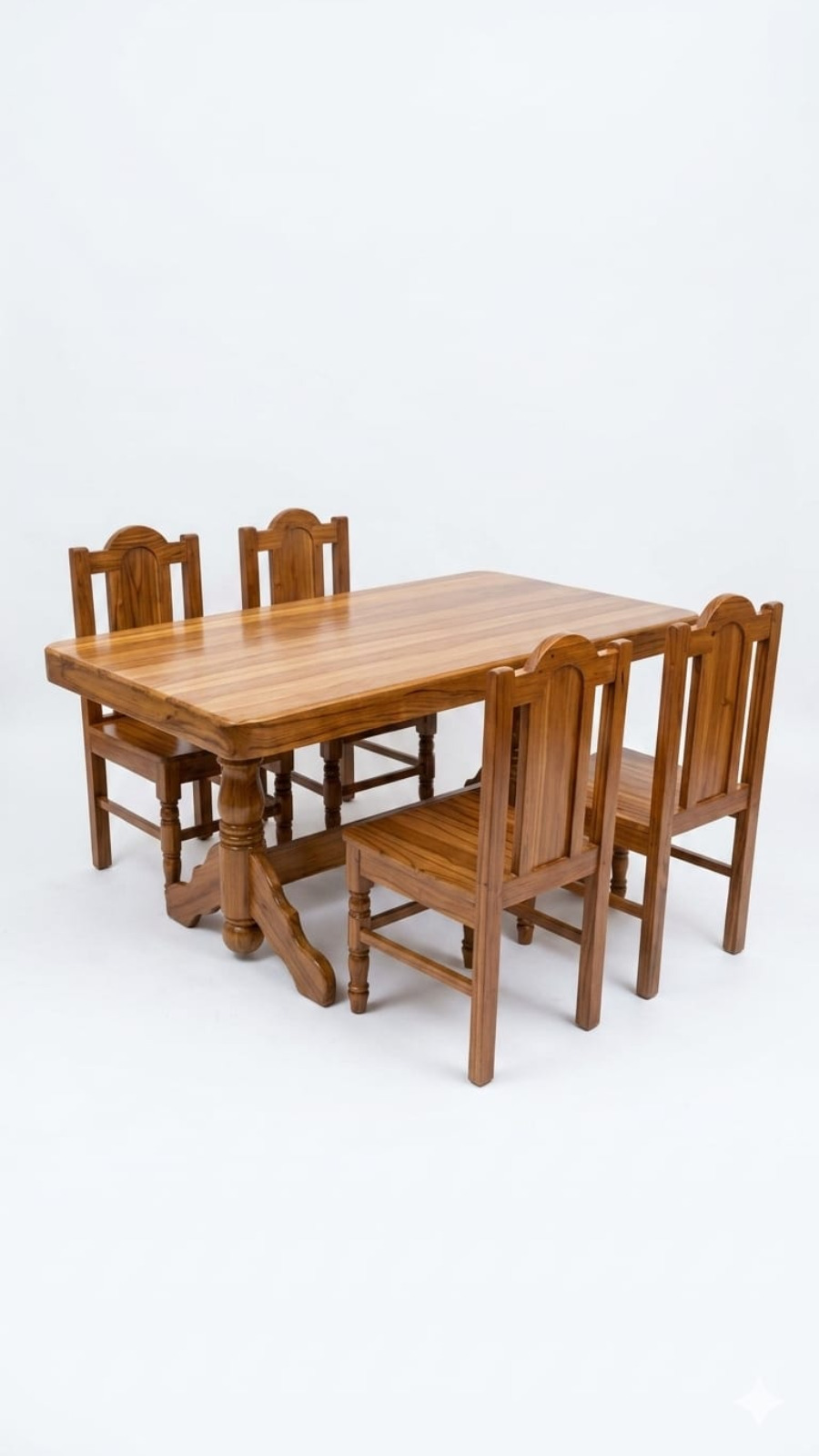 Horizon Solid Timber 4-Seater Dining Set with Sculpted Pedestal Pillars 1