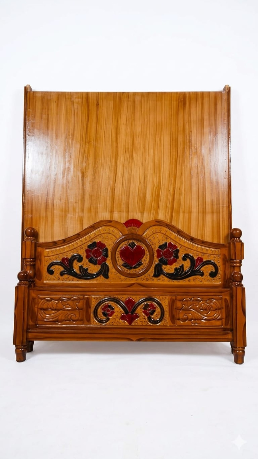 Grand Palace Crimson Heart Extra-Tall Headboard Set with Rosette Carvings