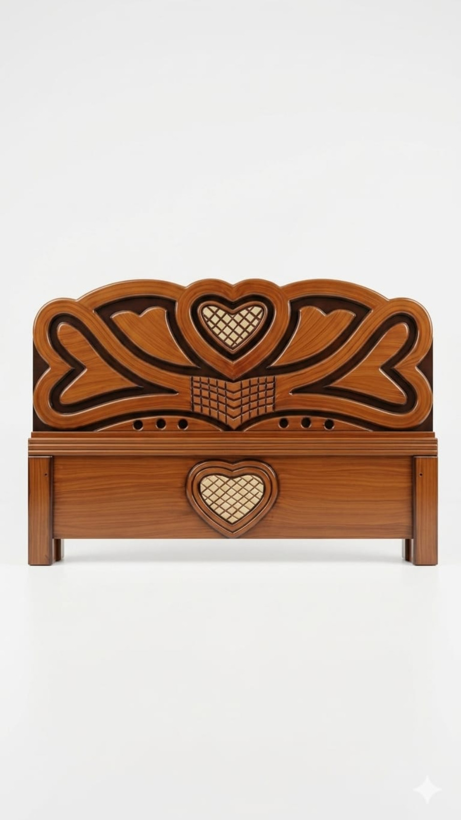 Classic Elegance Carved Heart Headboard – Walnut Finish 1