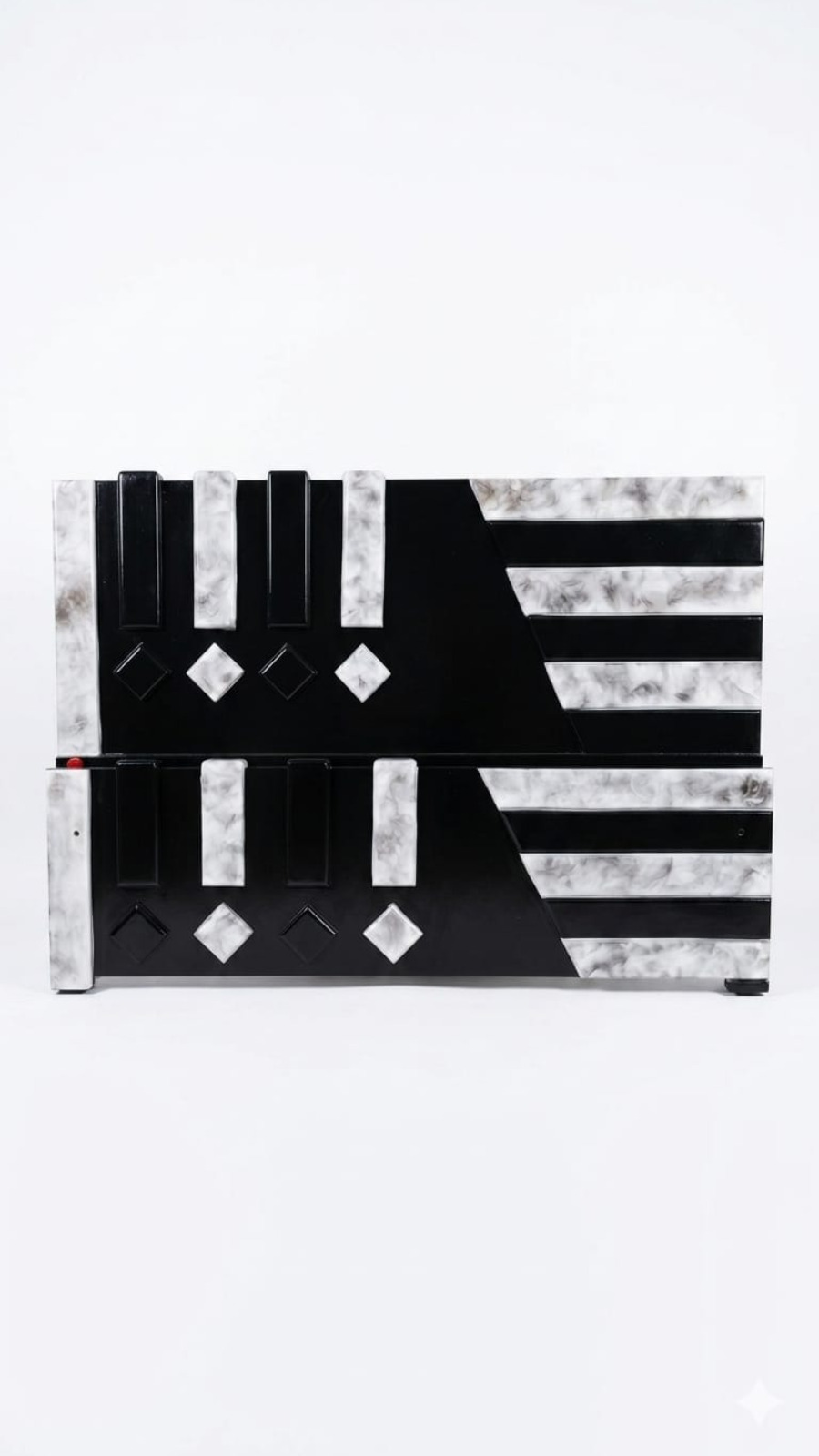 Symphony Monochrome Geometric Headboard Set – Marble & Piano Black 1