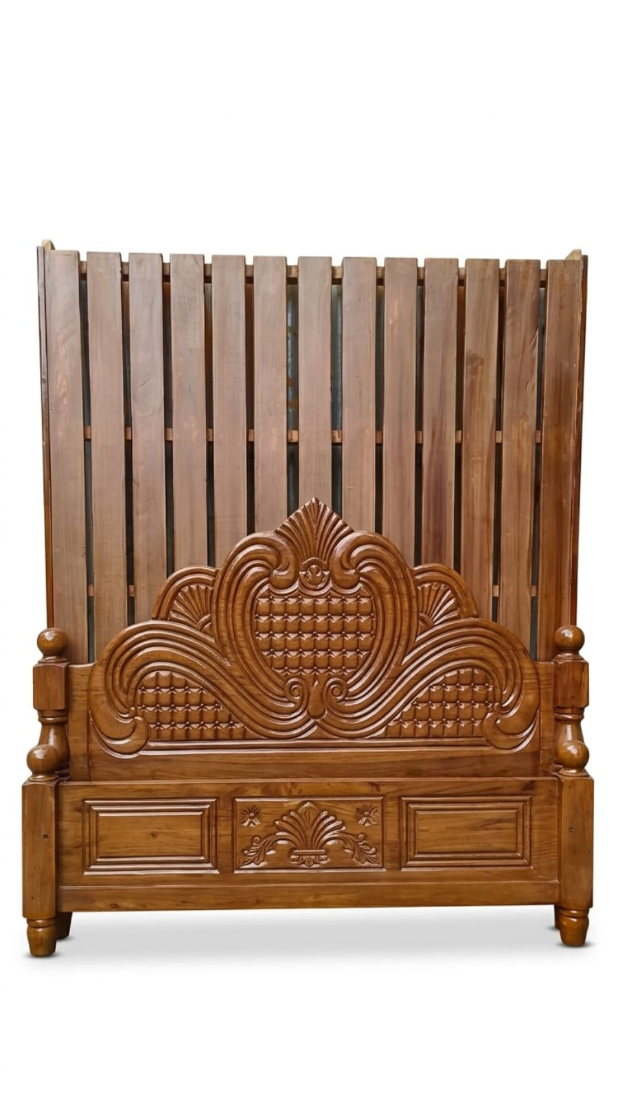 Maharaja Tufted-Carve Extra-Tall Headboard Set with Vertical Slat Backing