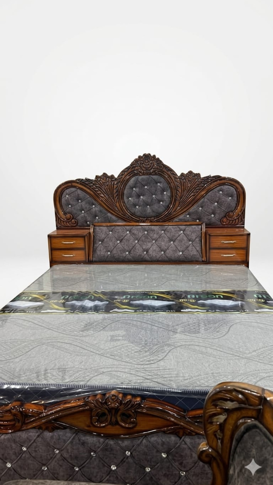 Majestic Charcoal Tufted Velvet Storage Bed with Integrated Side Drawers