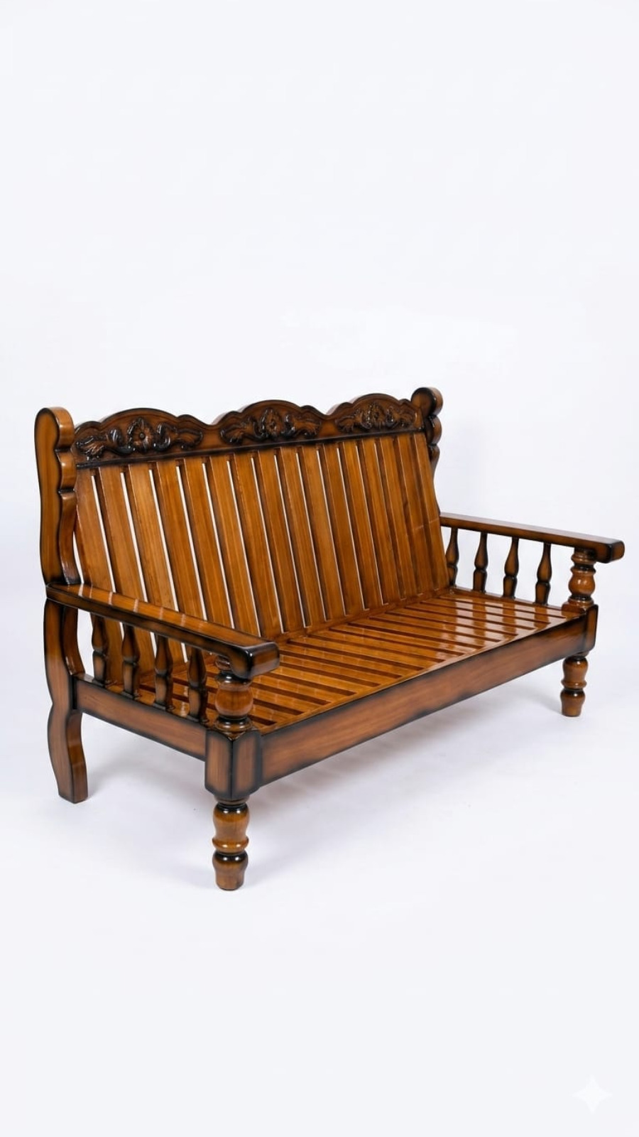 Heritage Classic Solid Wood 3-Seater Settee Bench with Fluted Slats