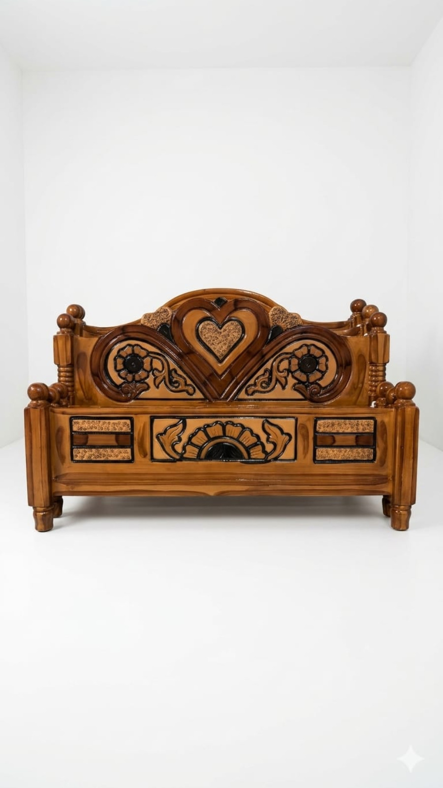 Maharaja Heritage Hand-Carved Teak Wood "Dilwala" Double Bed