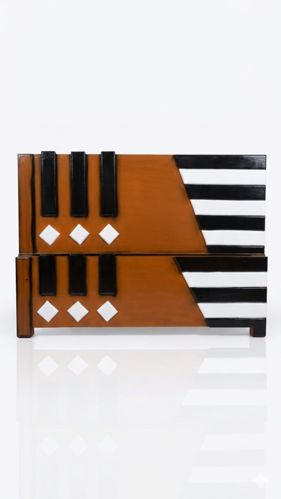 Modernist Asymmetric Black and White Piano Motif Headboard 1