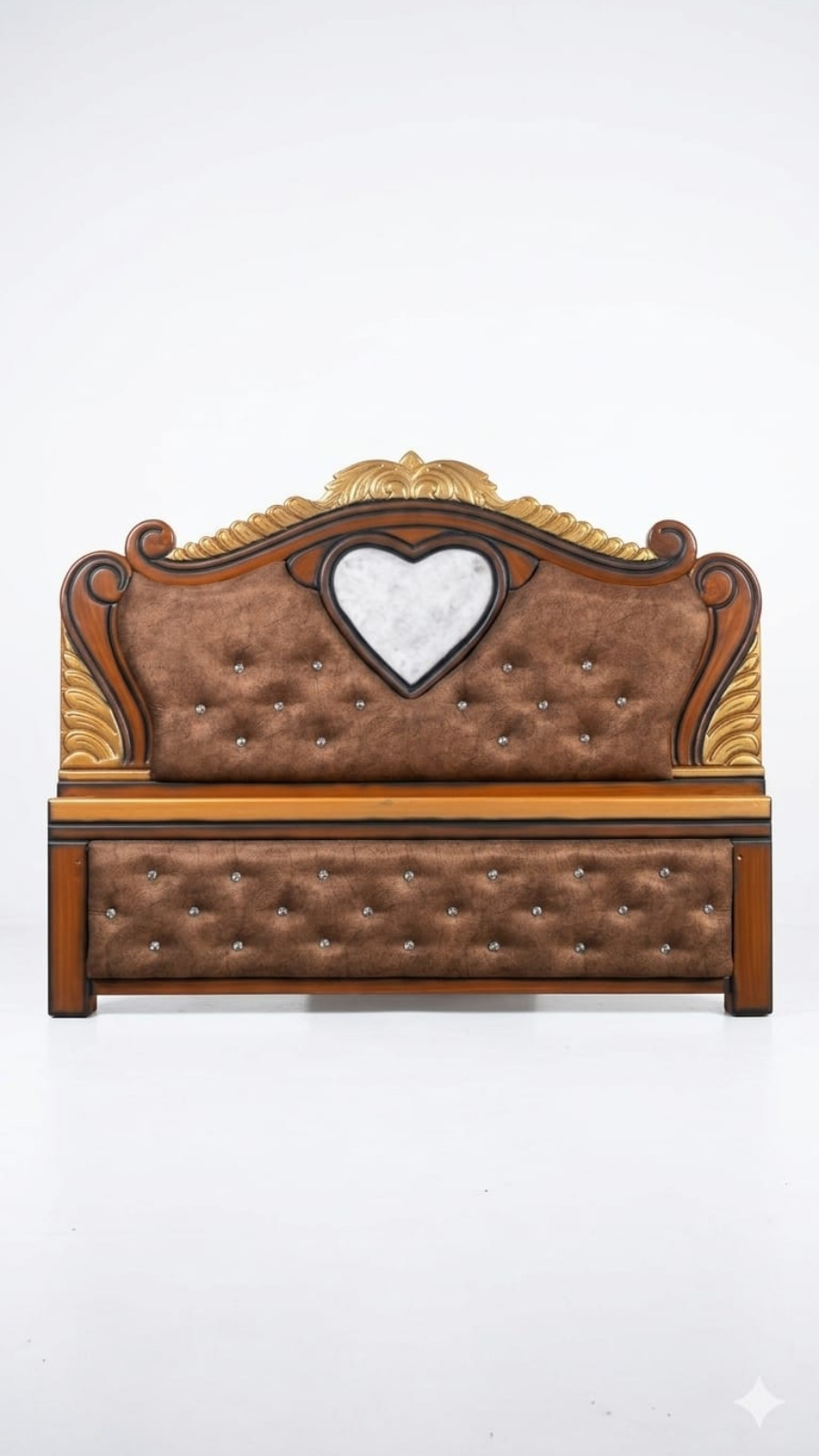 Imperial Tufted Velvet Headboard with Marble Heart Inlay