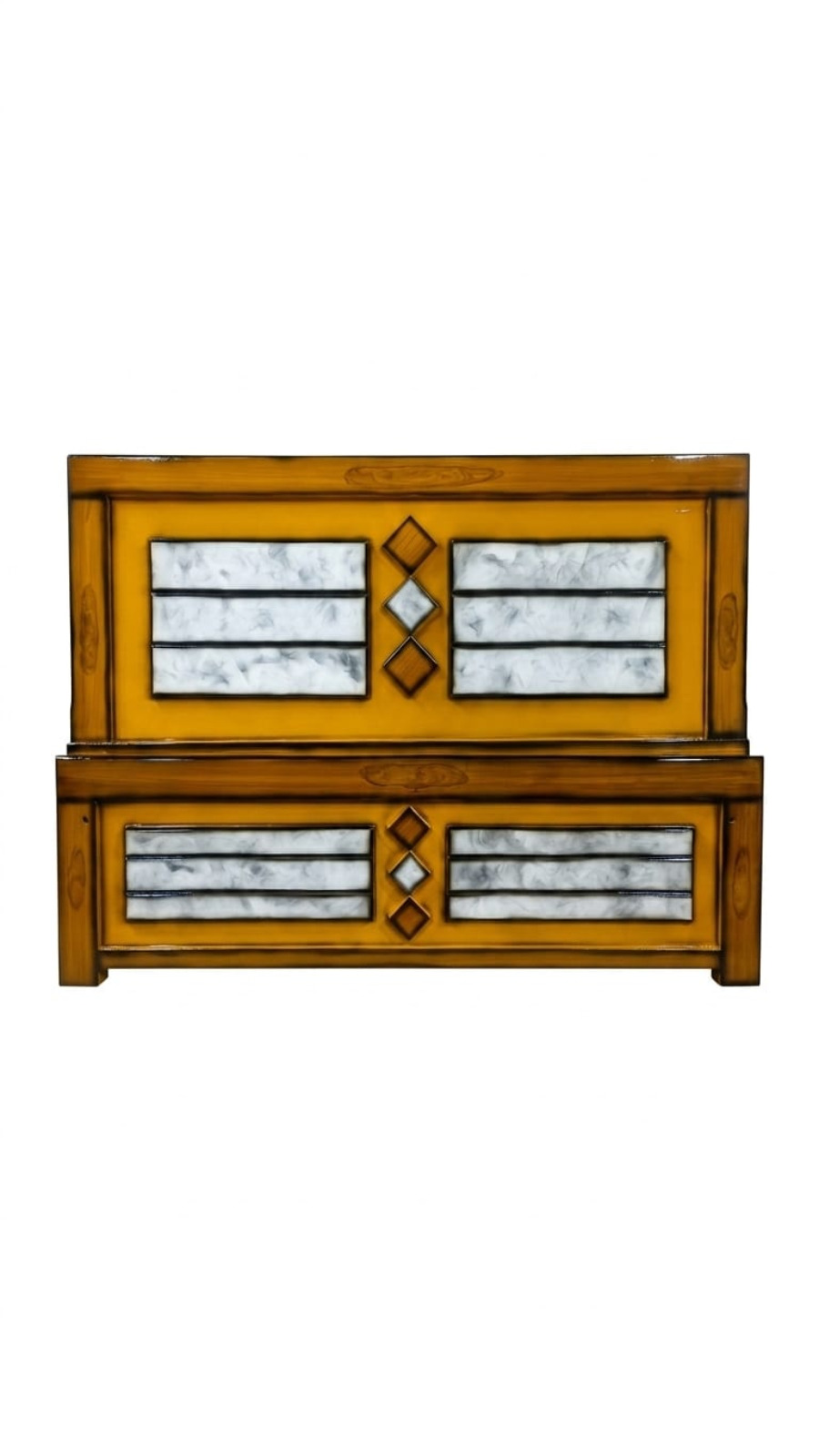 Honey Oak and Marble-Effect Inlay Minimalist Headboard 1