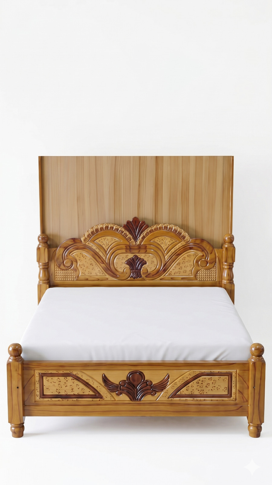 Traditional Wooden Cot – Premium Solid Wood Bedroom Bed