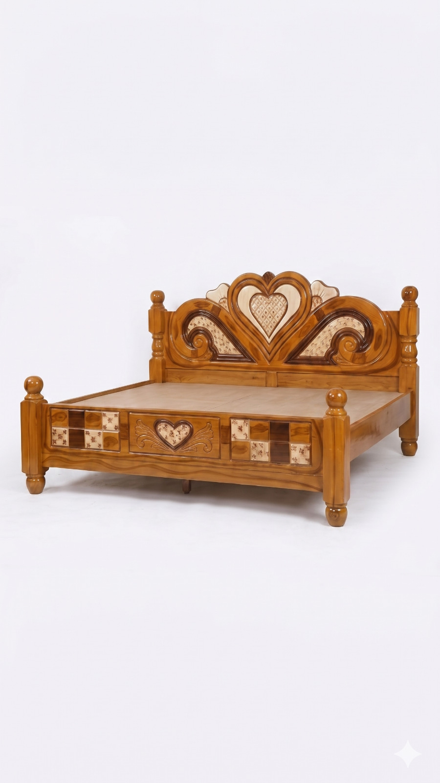 Handcrafted Solid Wood Double Bed