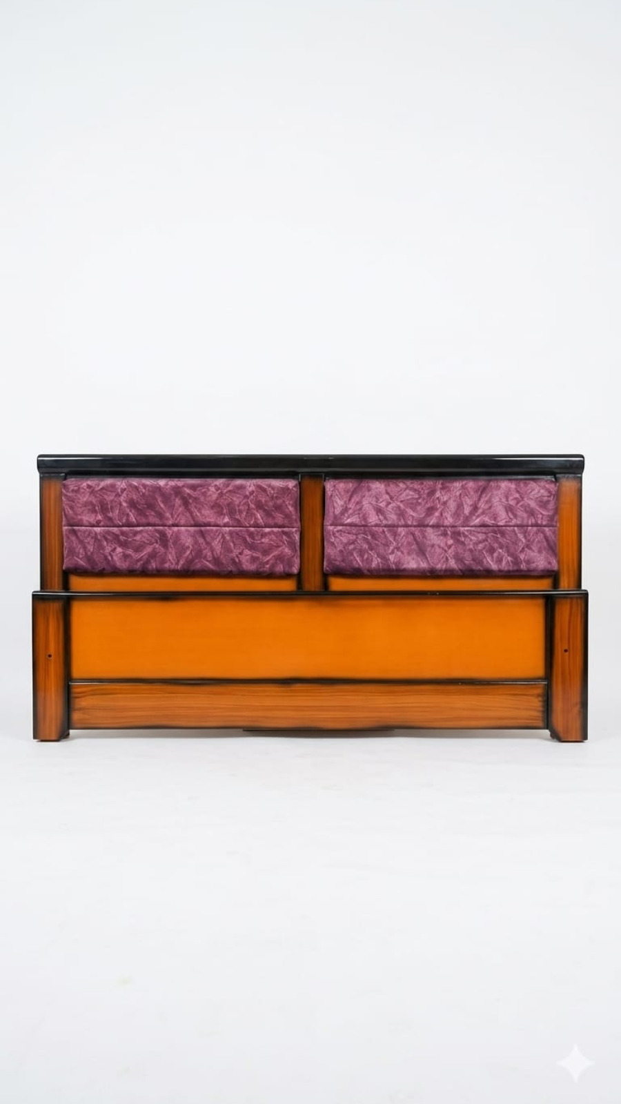 Luxury Cushioned Purple Velvet and Wood Headboard 1