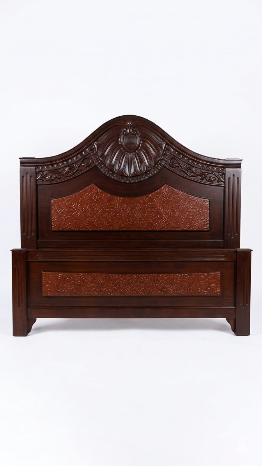 Royal Dark Mahogany Bed Frame with Textured Toffee Inlays 1